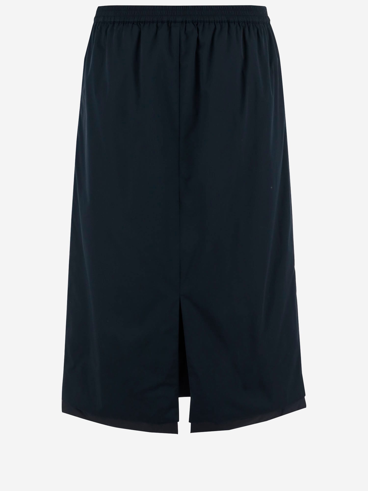 Carven Navy Blue Pull-on Silk Toile Midi Skirt In Blue