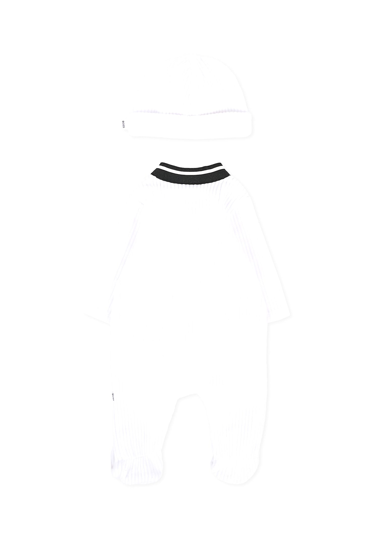 Hugo Boss White Babygrow For Baby Boy With Logo In White