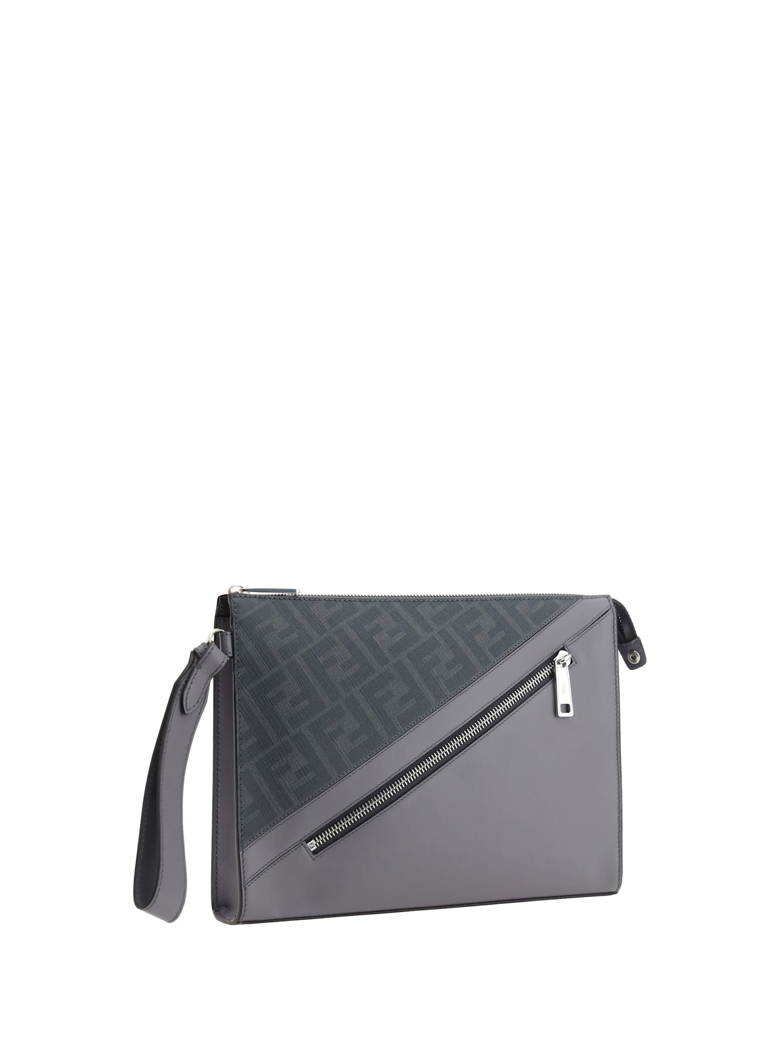 Shop Fendi Clutch Bag In Acciaio+palladio