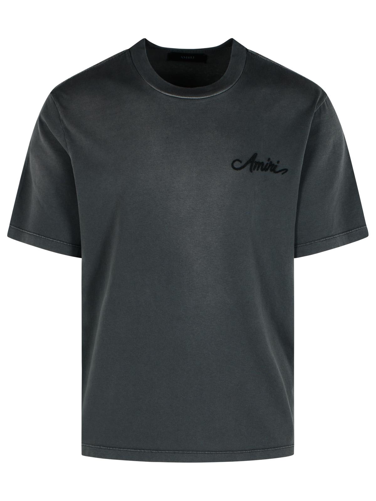 Amiri Men Cotton T-shirt With Embroidery In Black