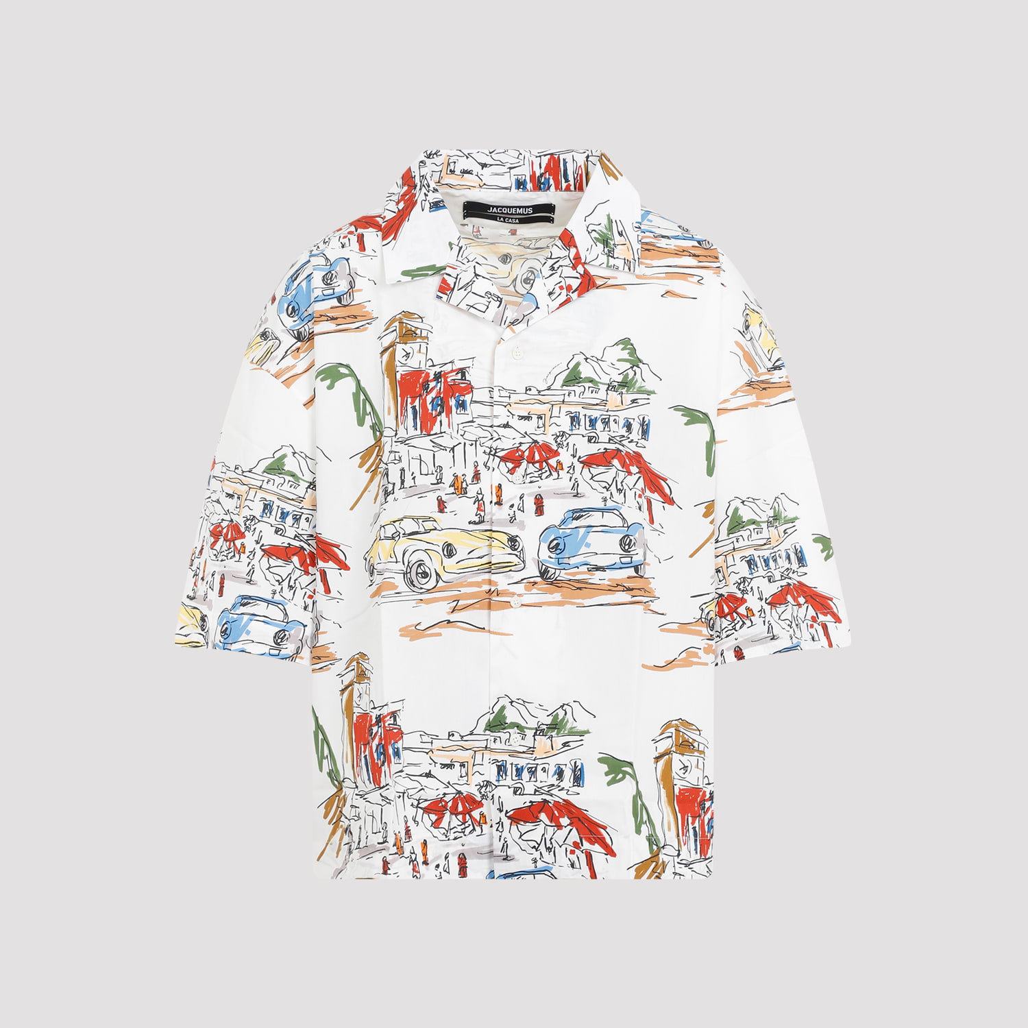 Shop Jacquemus La Chemise Casaco Shirt In Hi Print Capri Cars White