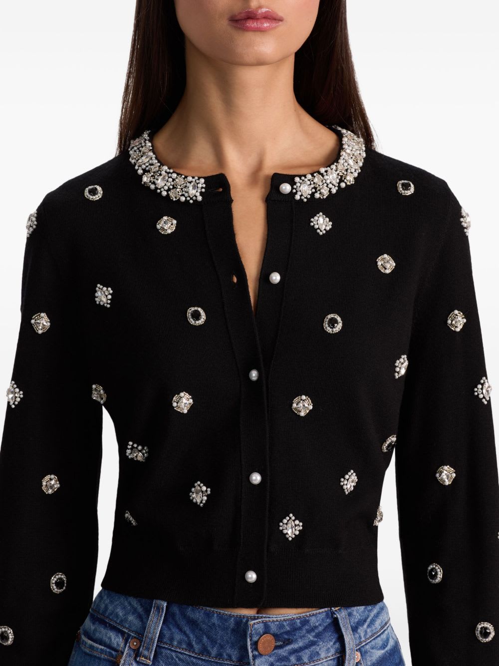 Alice And Olivia Alice + Olivia Dollie Wool Cardigan In Black