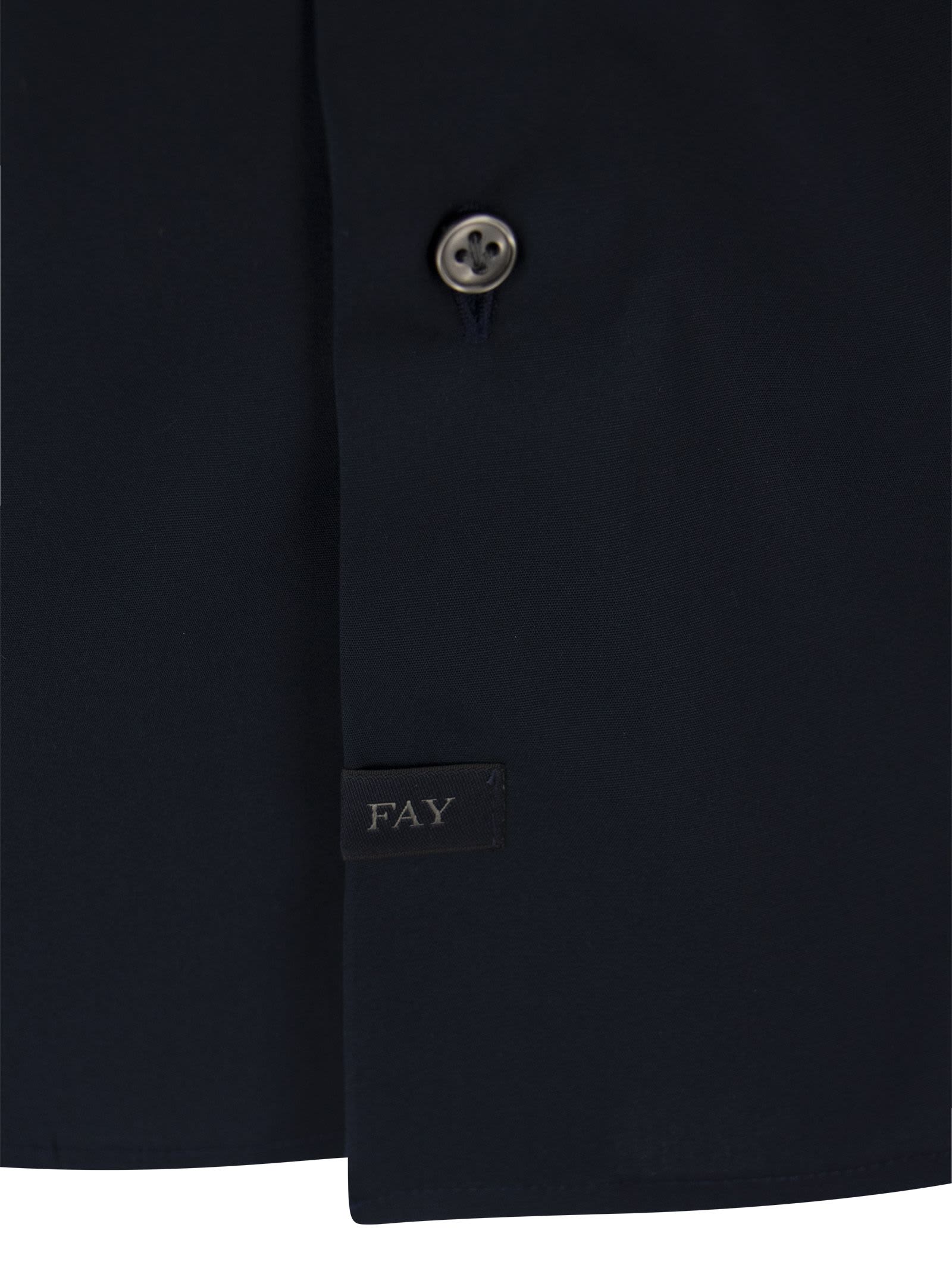 Shop Fay Stretch French Collar Shirt In Blue