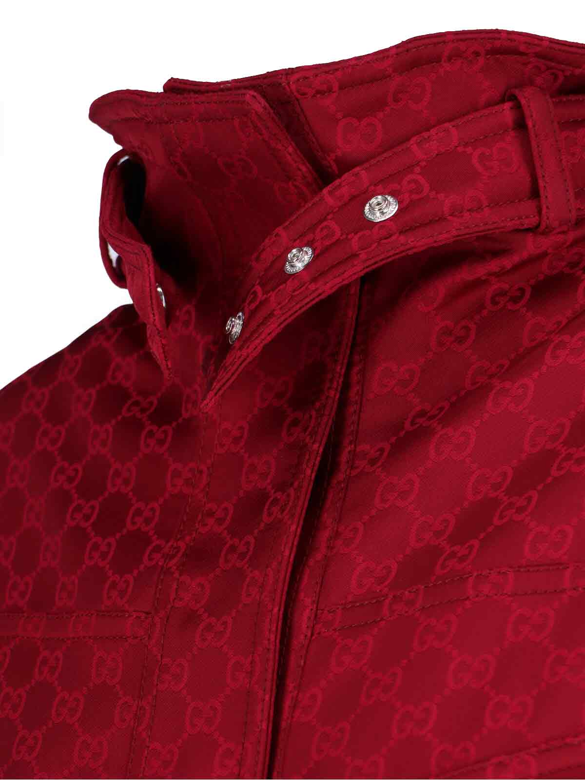 Gucci Gg Jacquard Fabric Coat In Red