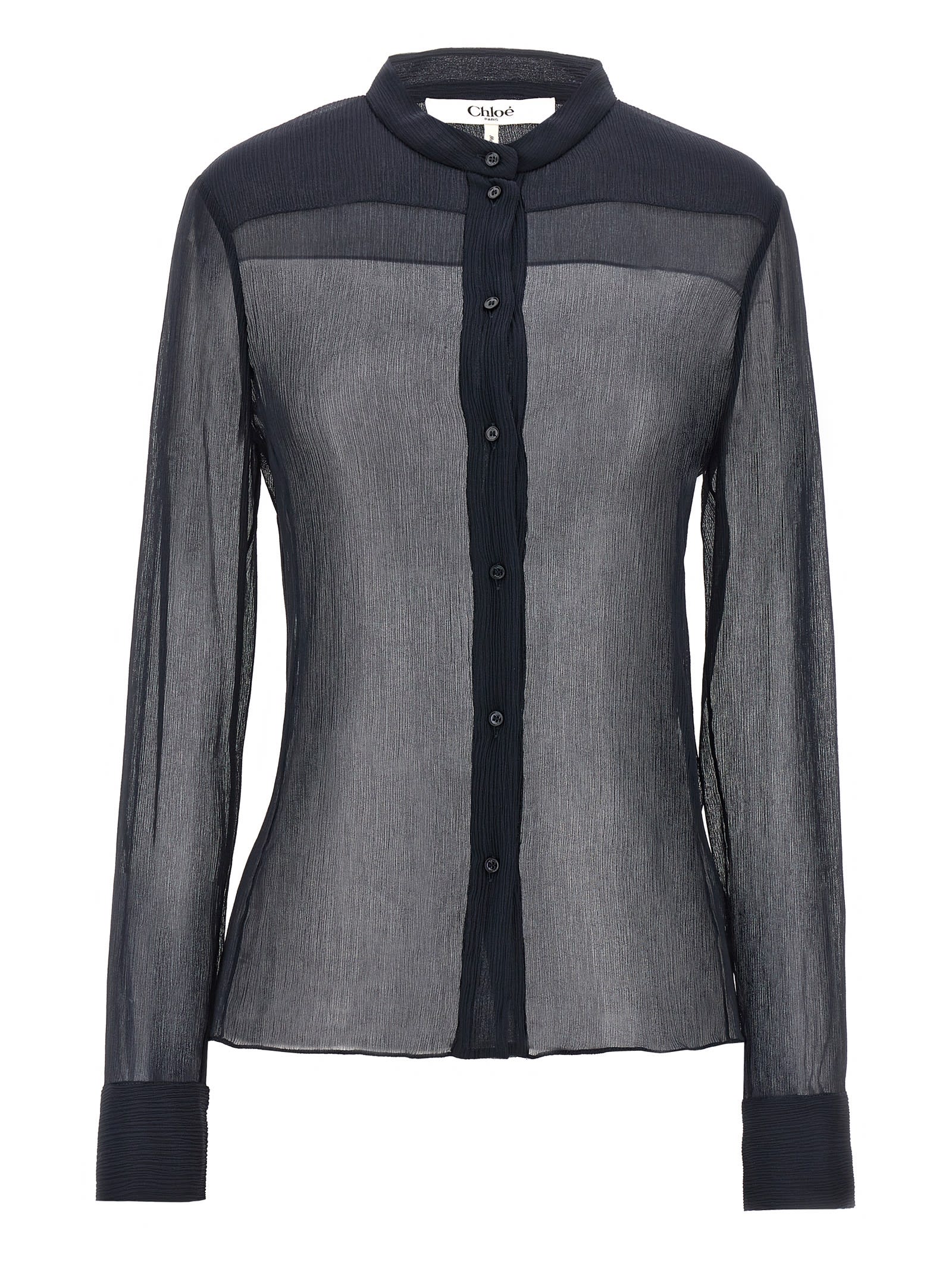 Shop Chloé Pleated Silk Shirt In Black