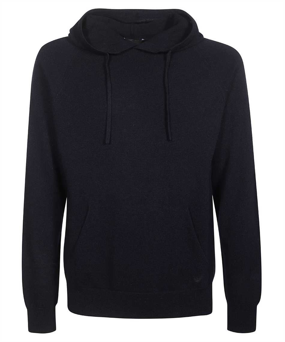 Emporio Armani Knitted Hoodie In Blue