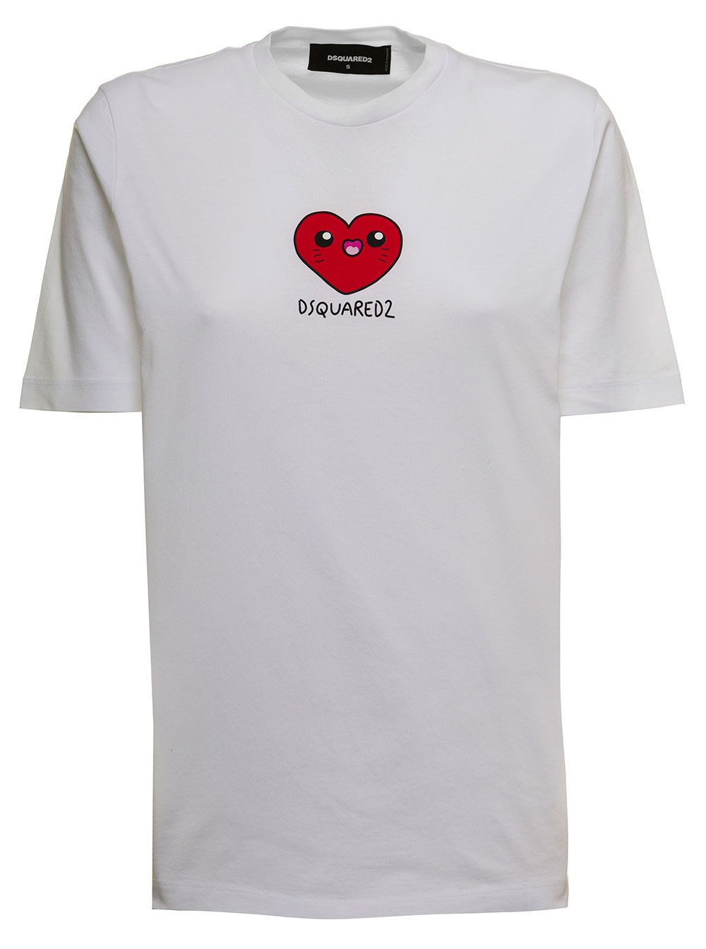 Dsquared2 White Cotton T-shirt With Heart Print