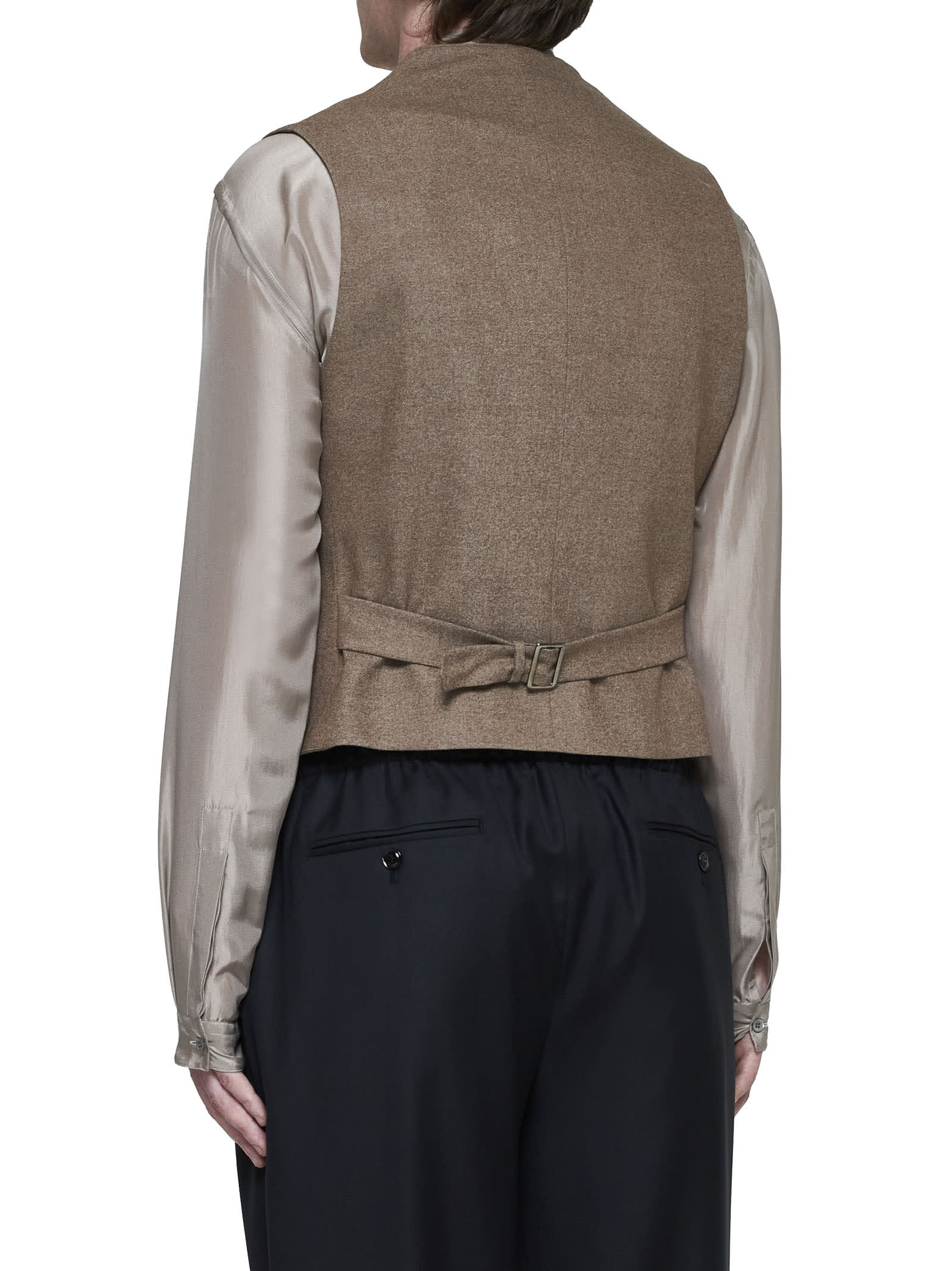 Shop Giorgio Armani Vest In Taupe Gray