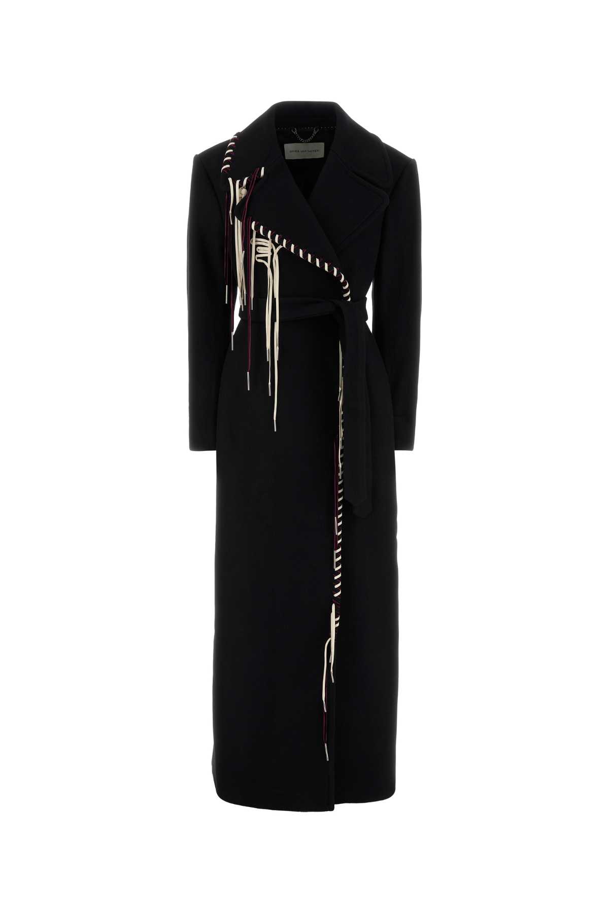 Dries Van Noten Black Wool Blend Coat