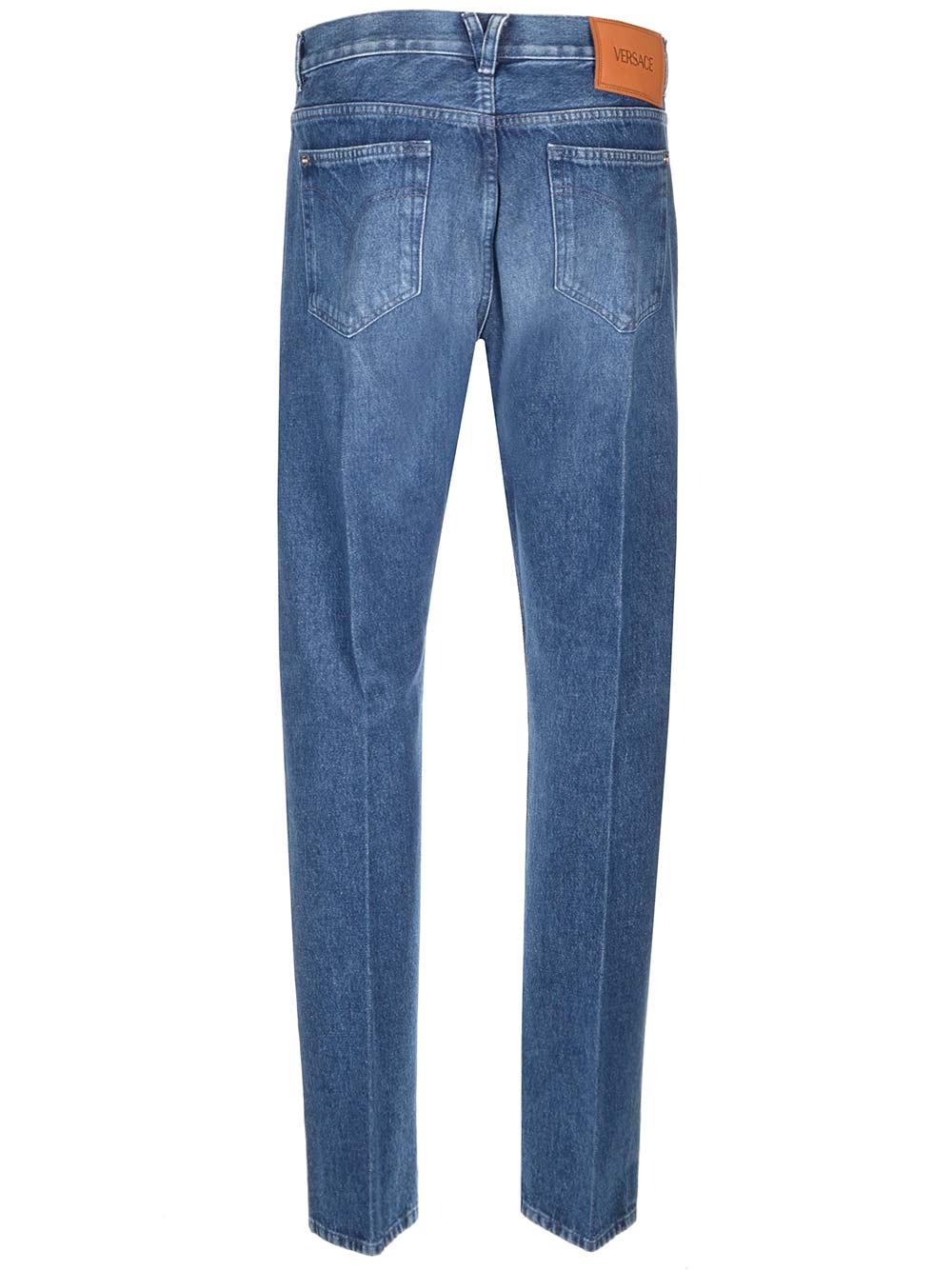 Shop Versace Straight Leg Jeans In Washedmediumblue