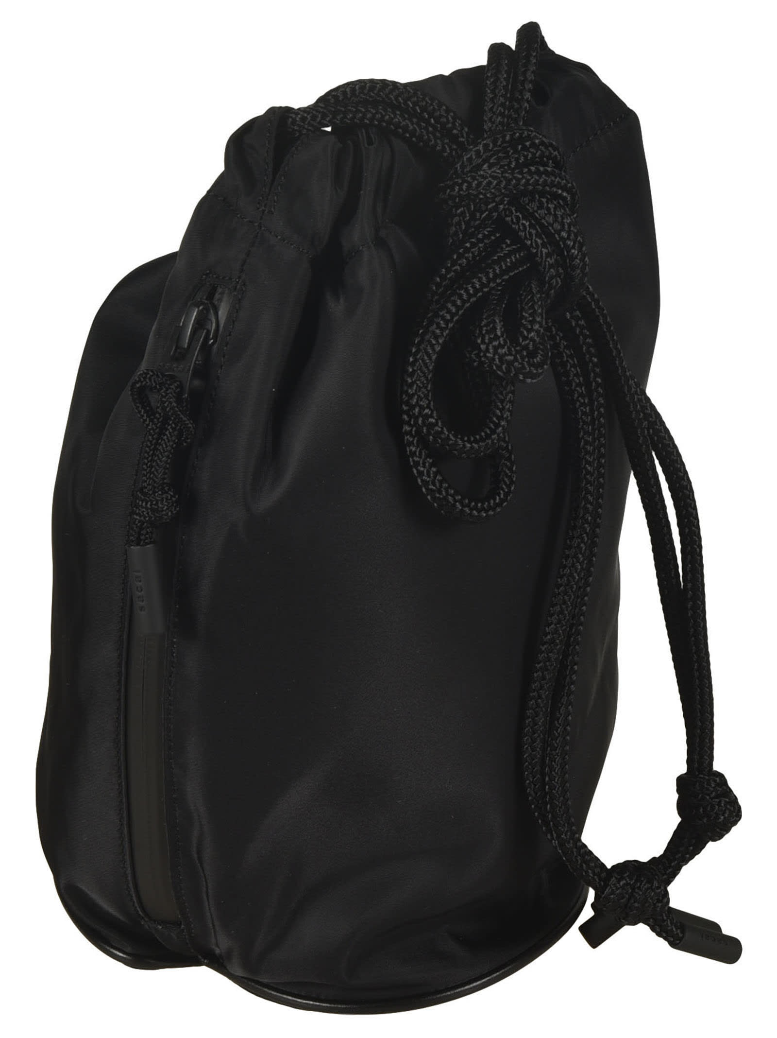 Shop Sacai Monogram Embroidered Bucket Bag In Black
