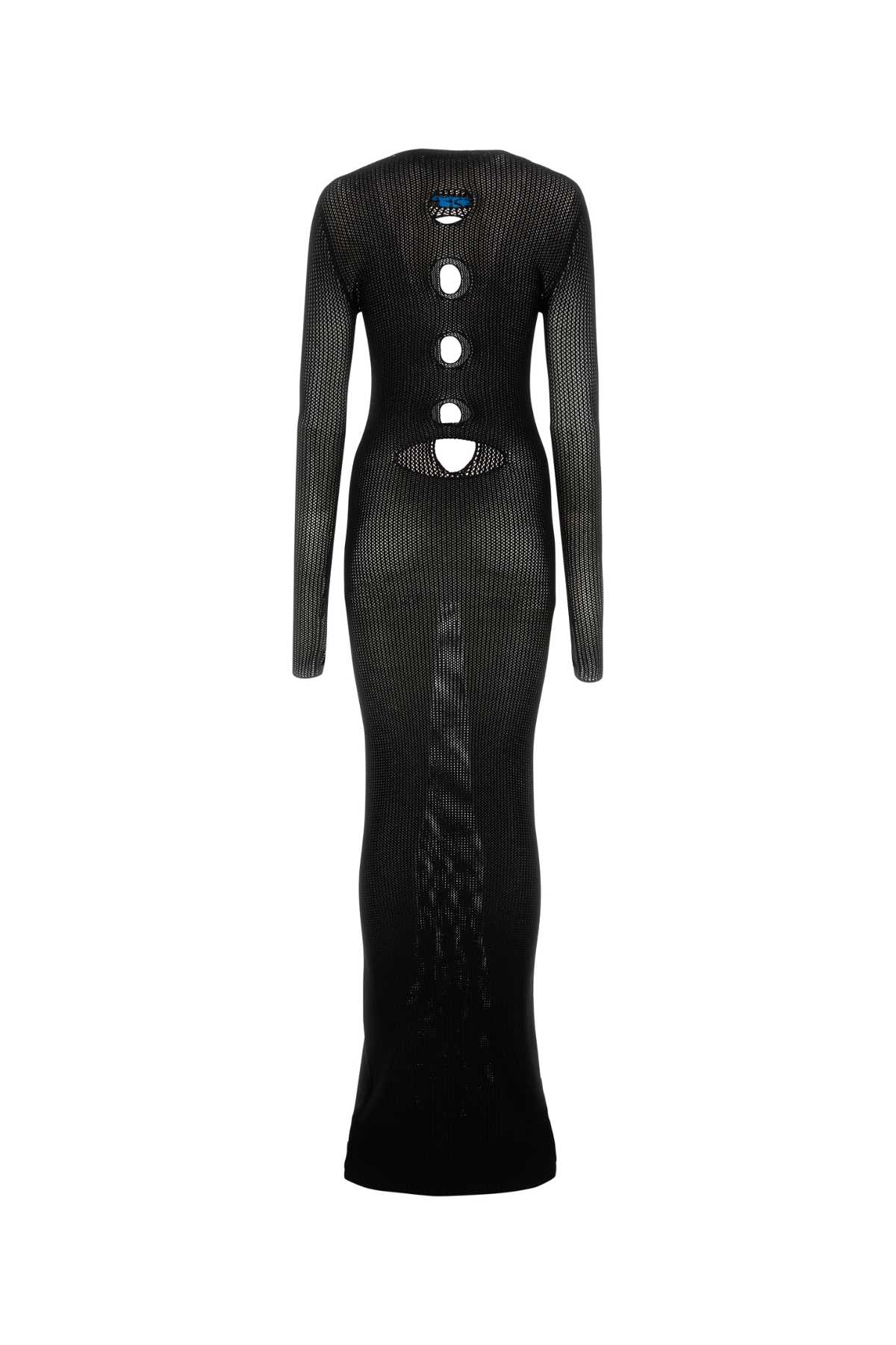 Off-white Black Mesh Long Dress In Blk