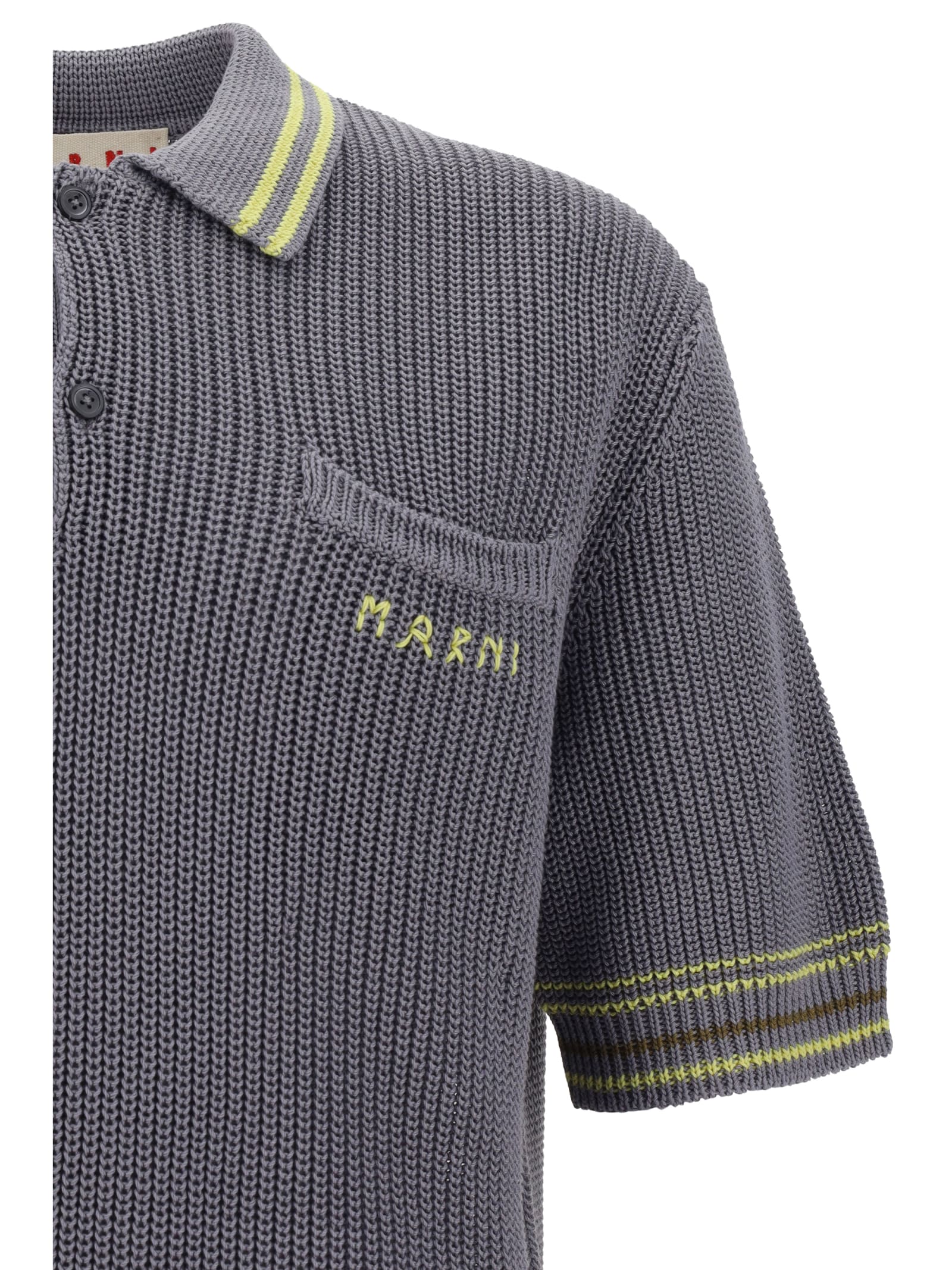 Shop Marni Polo Shirt In Grey