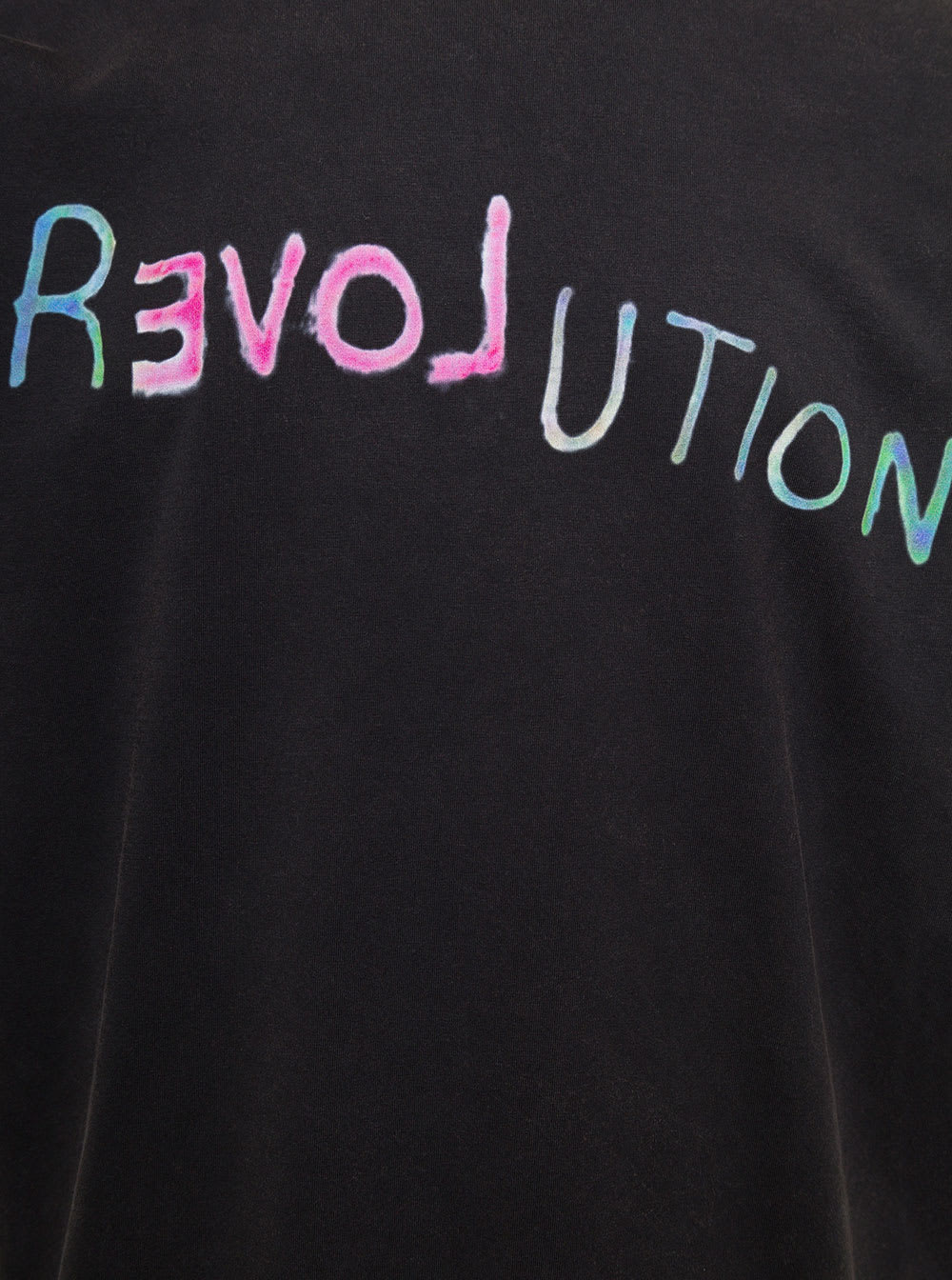 Shop Bluemarble Black T-shirt With Revolution Print In Cotton Man