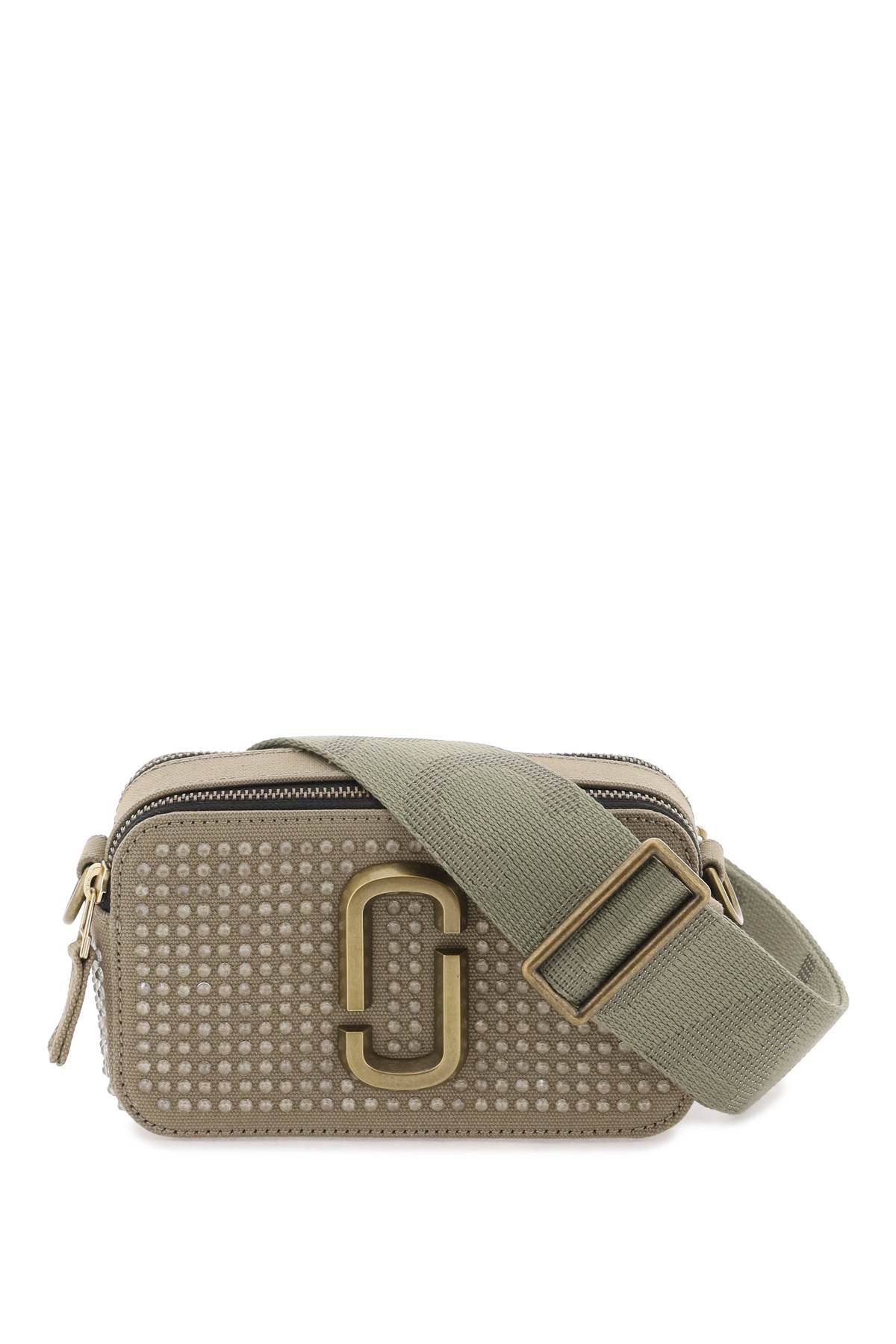 Shop Marc Jacobs The Crystal Canvas Snapshot In Slate Green Crystal (khaki)