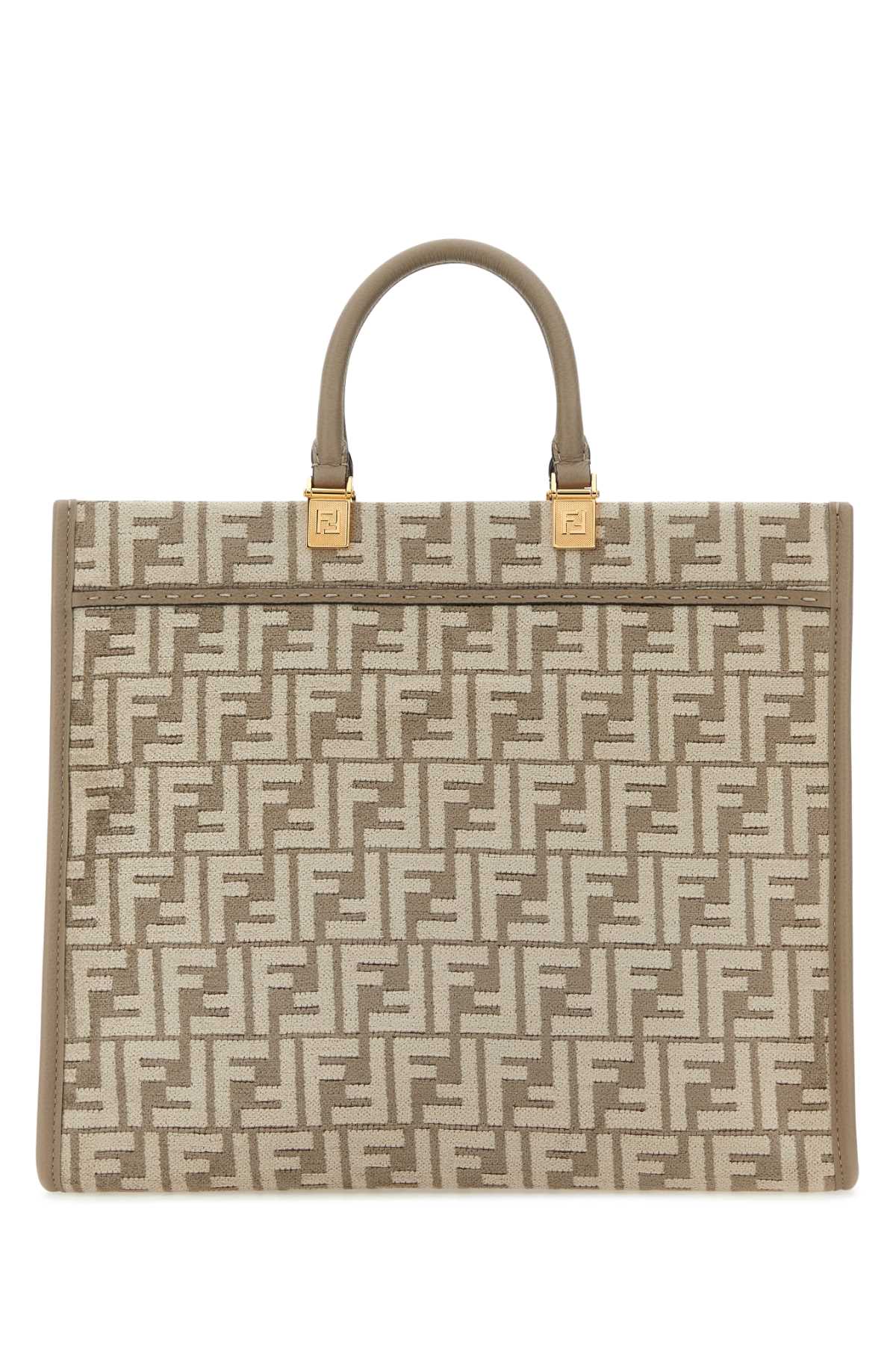 Shop Fendi Embroidered Fabric Medium Sunshine Shopping Bag In Corda