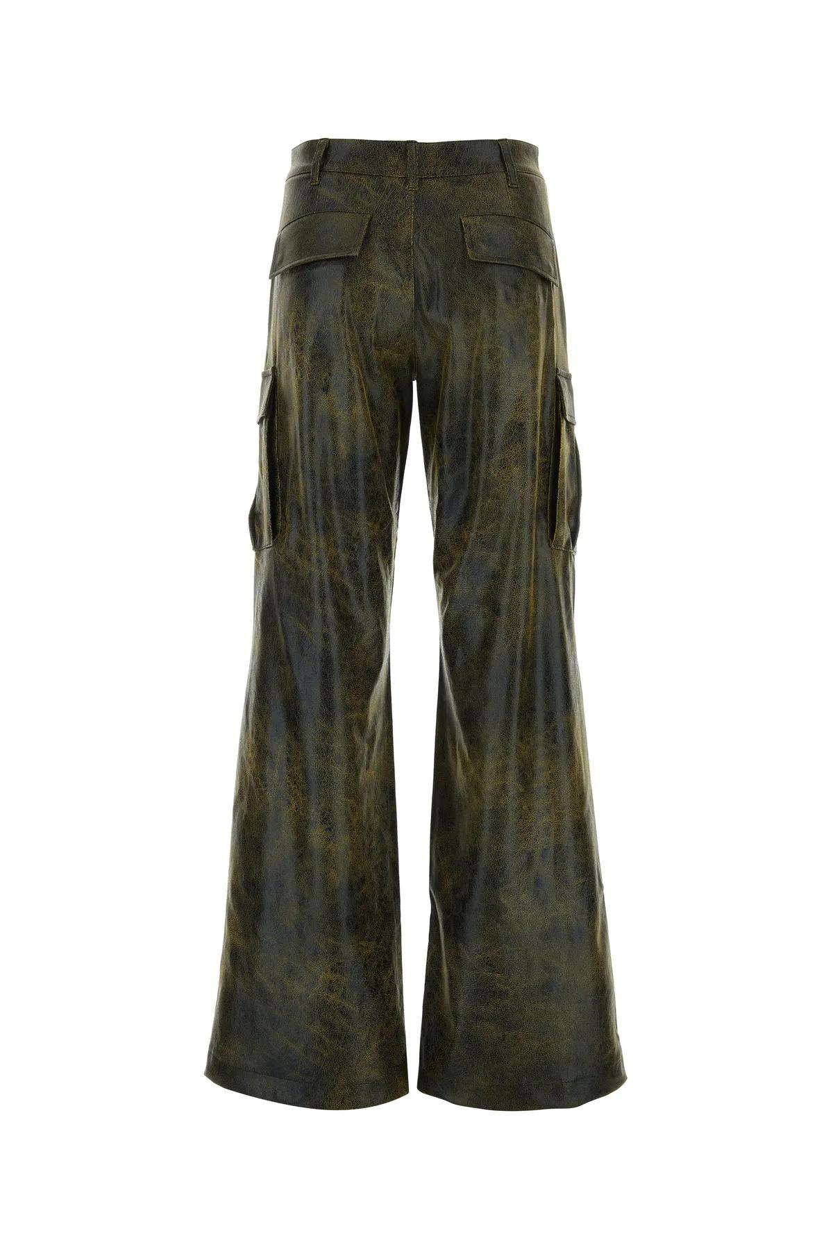 Shop The Andamane Printed Synthetic Leather Cargo Pant In Black/yellow