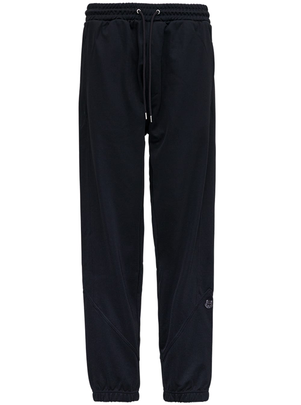 Kenzo Black Cotton Blend Joggers With Logo Patch