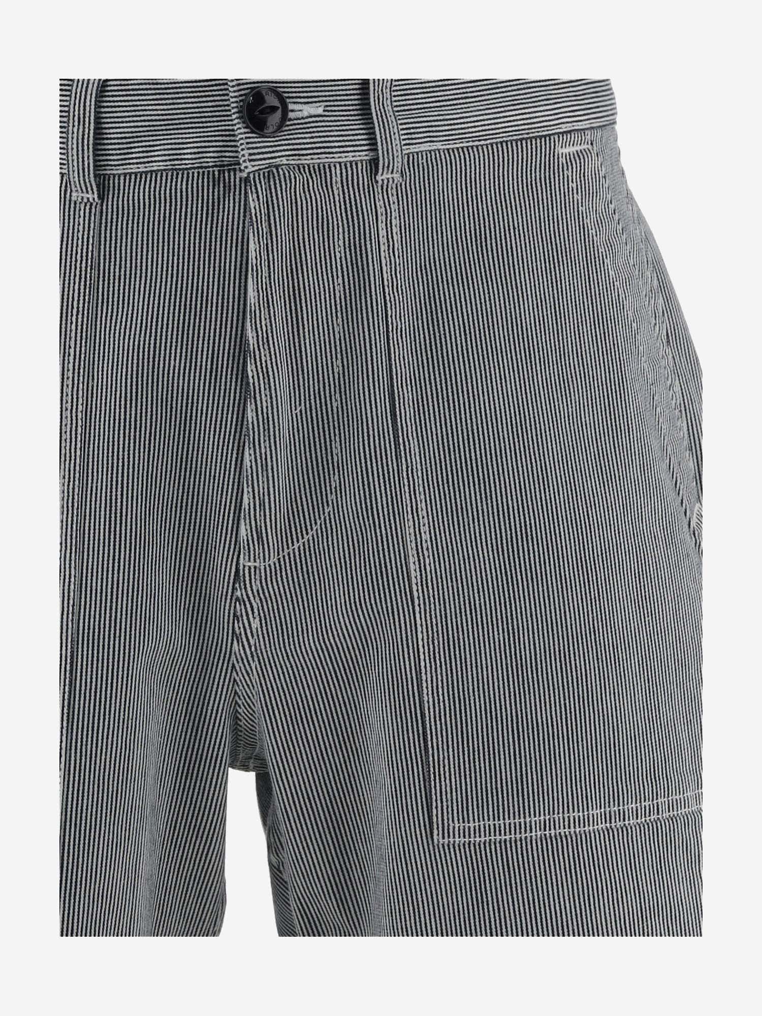 Shop Woolrich Stretch Cotton Short Pants With Striped Pattern In Blue
