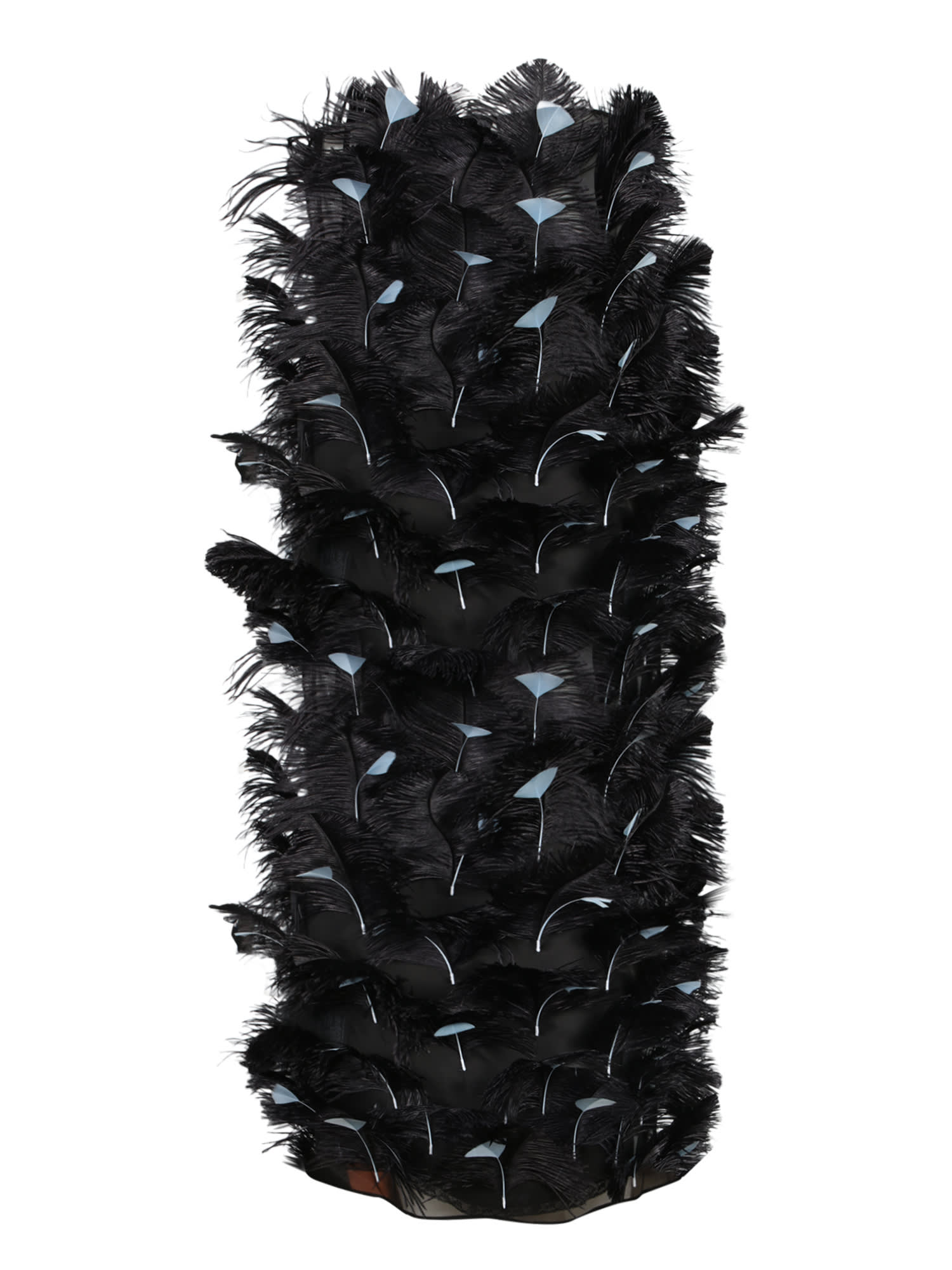 Prada Abito In Organza Decorata Donna In Nero