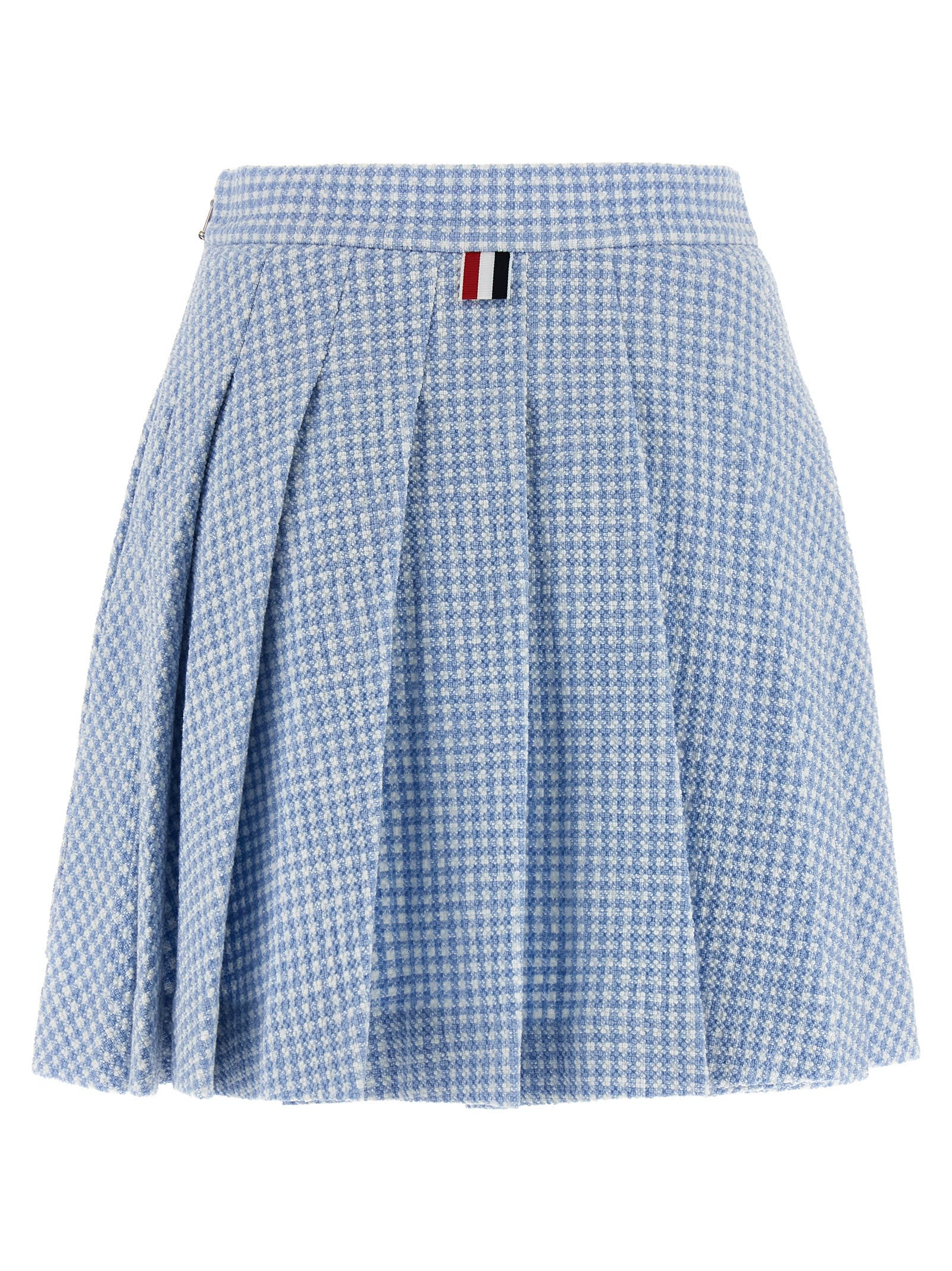 Thom Browne Pleated Tweed Skirt Skirts Light Blue In Blue