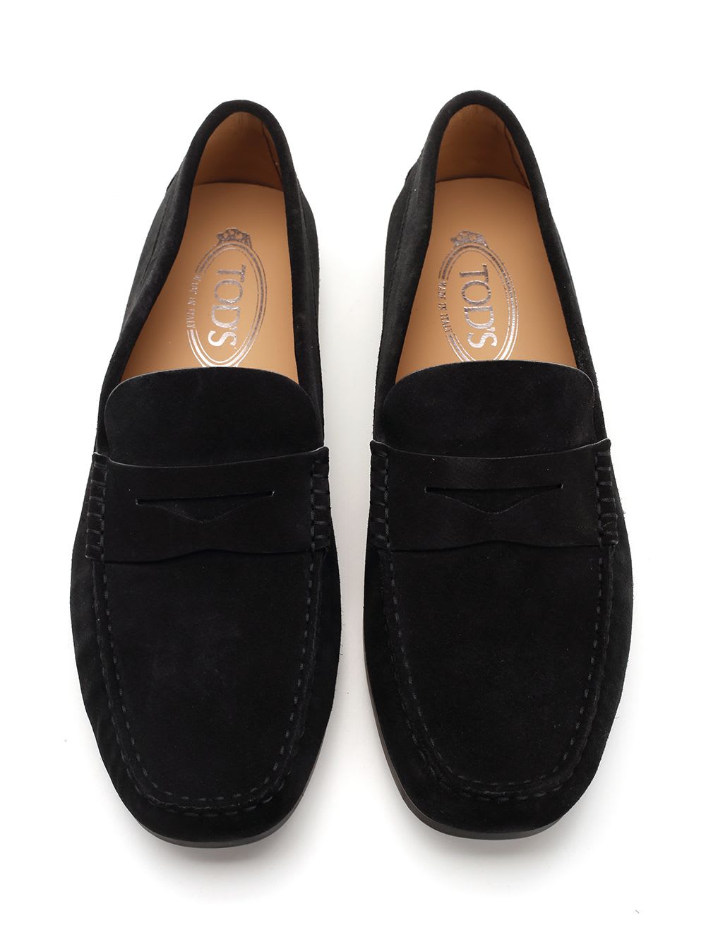 Shop Tod's Dark Brown Suede Loafers In Black