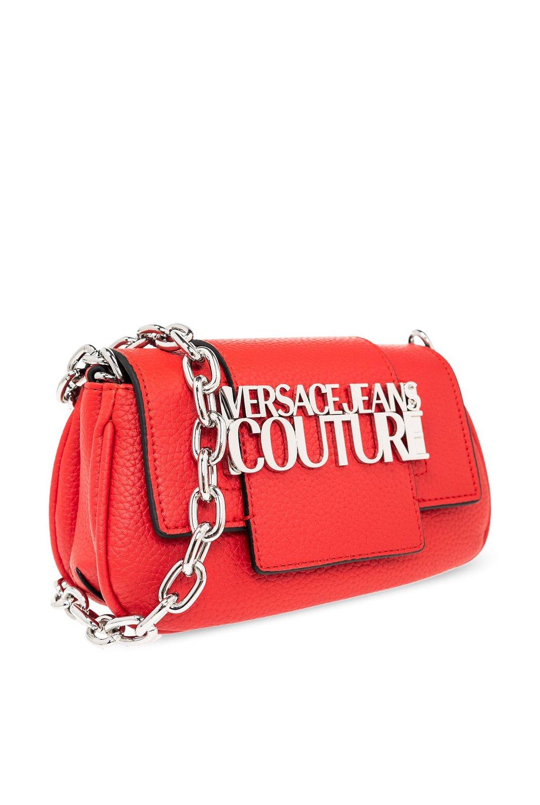 Shop Versace Jeans Couture Logo Plaque Small Shoulder Bag In Red