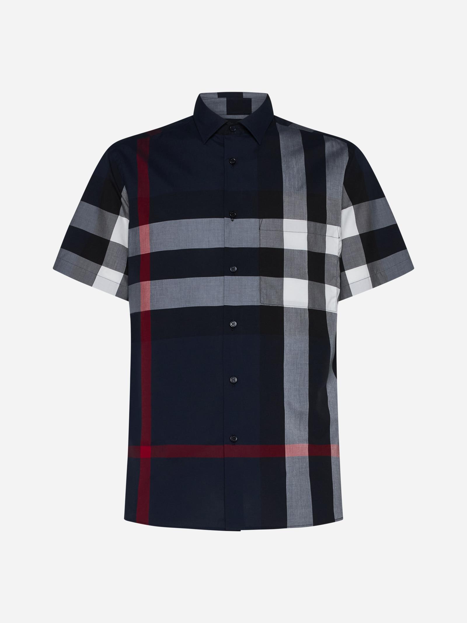 Shop Burberry Summerton Check Cotton Shirt In Blue