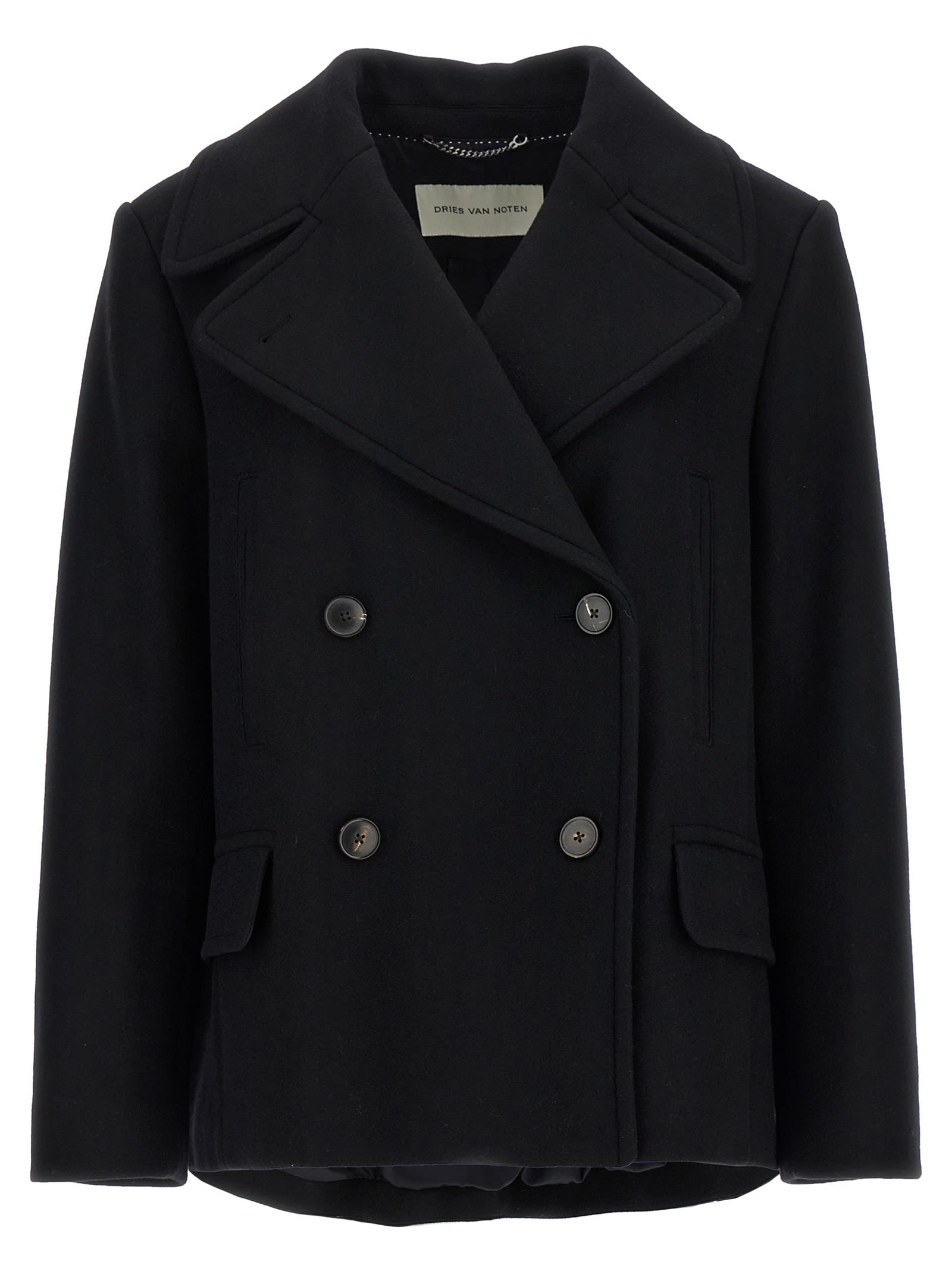 Dries Van Noten Lapel Long-sleeved Suit Jacket In Black