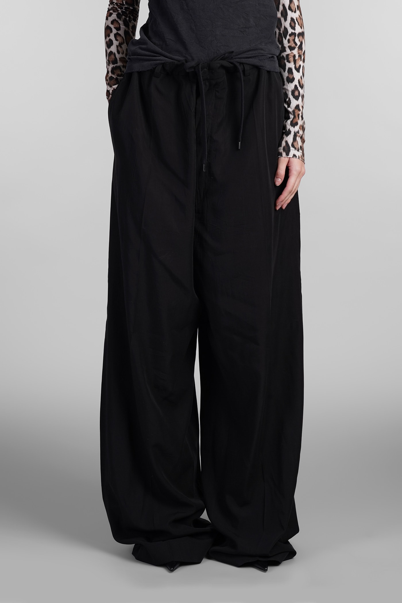 Shop Balenciaga Pants In Black Wool And Polyester