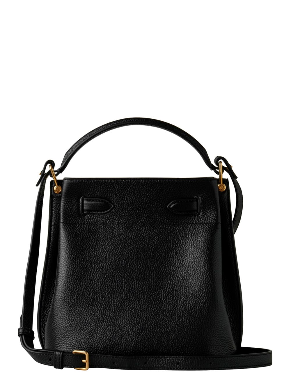 Mulberry Small Islington Black Bucket Bag With Twist Lock Closure In Hammered Leather Woman