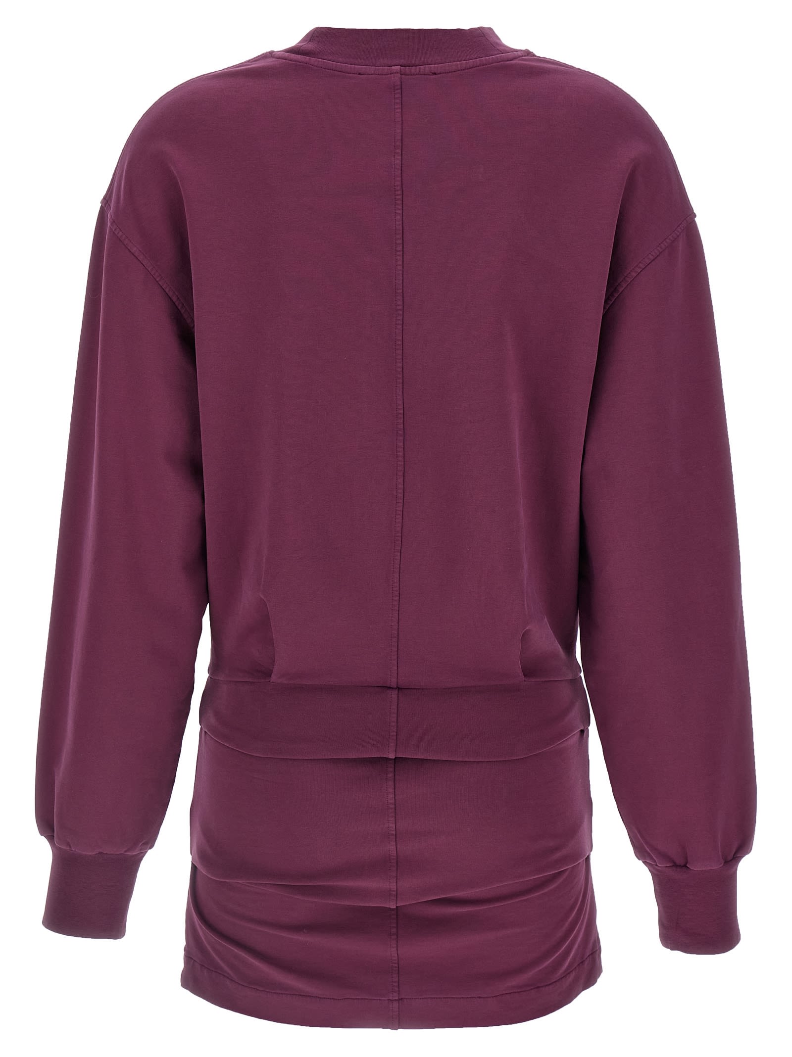 Attico Ruched Cotton-blend Fleece Minidress In Purple