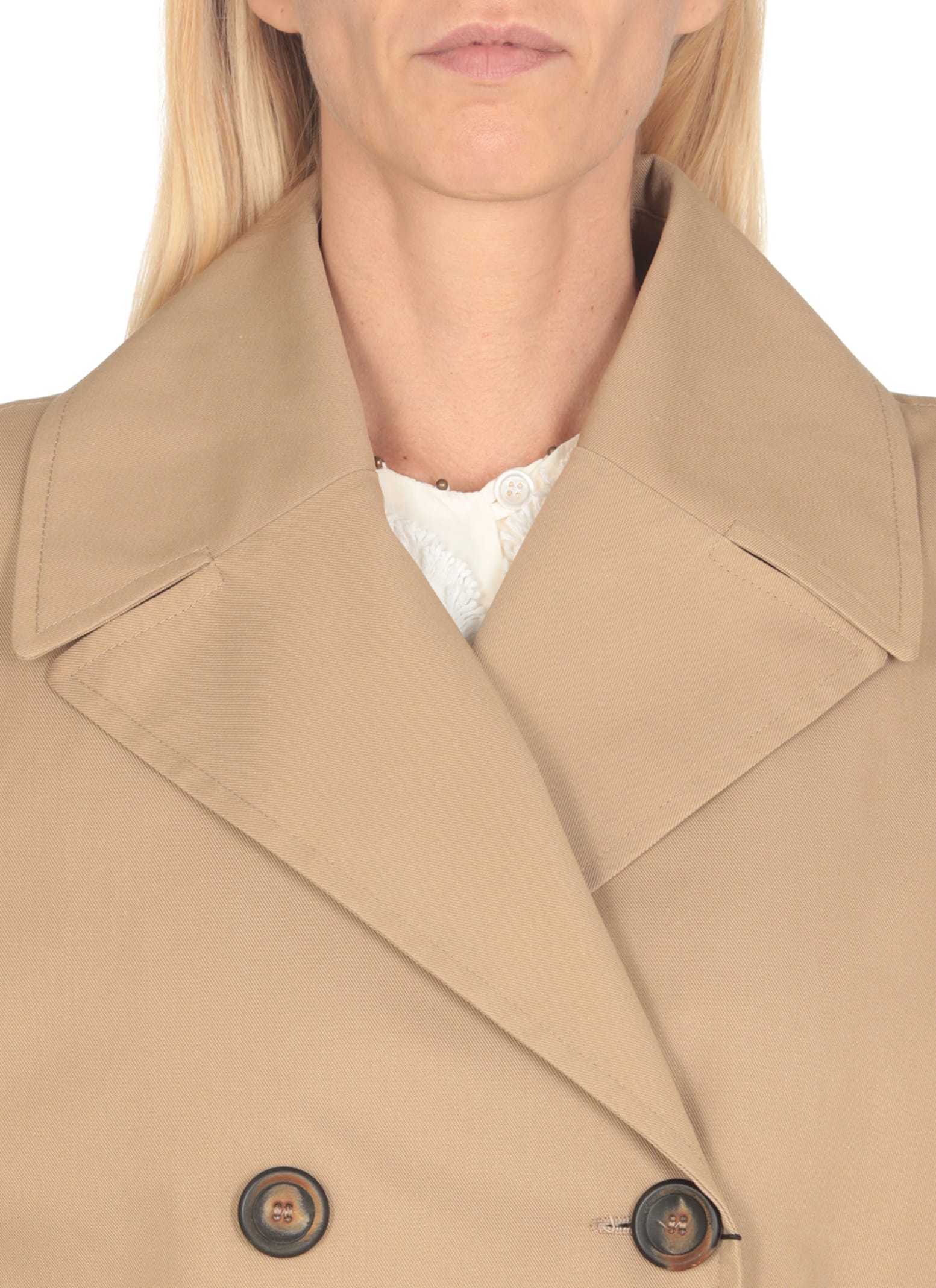 Shop Bazar Deluxe Double Breasted Coat In Beige