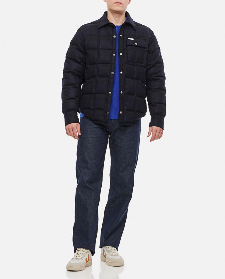 Fay Quilted Overshirt Jacket In Blue