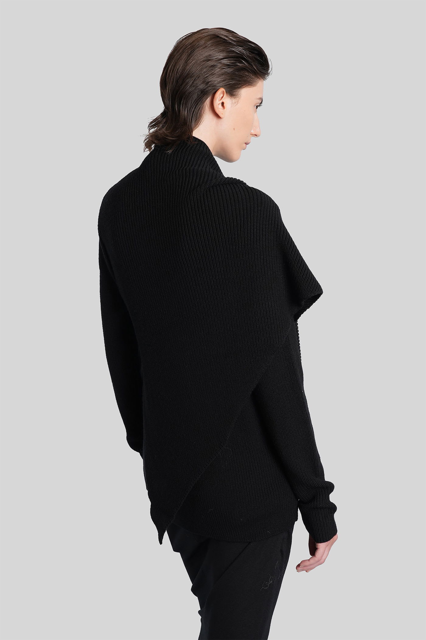 Entire Studios Wrap Sweater Knitwear In Black Wool In Black