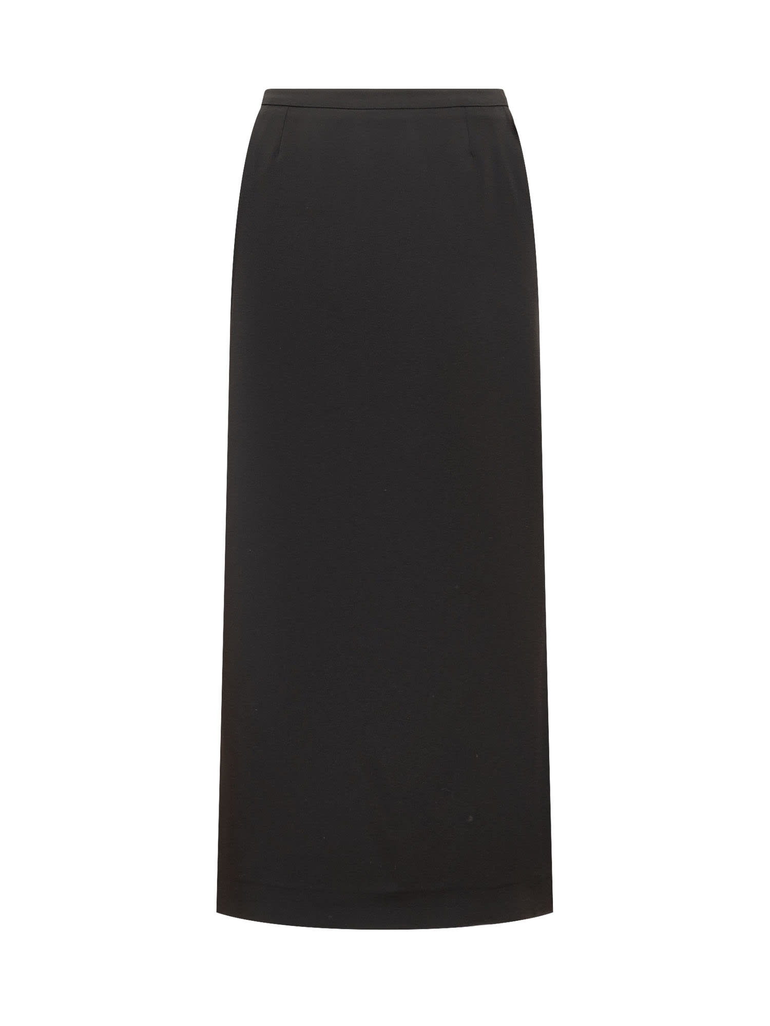 Dolce & Gabbana Cady Calf-length Skirt With Slits In Nero