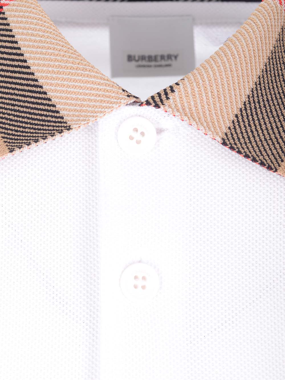 Shop Burberry White Cotton Polo Shirt