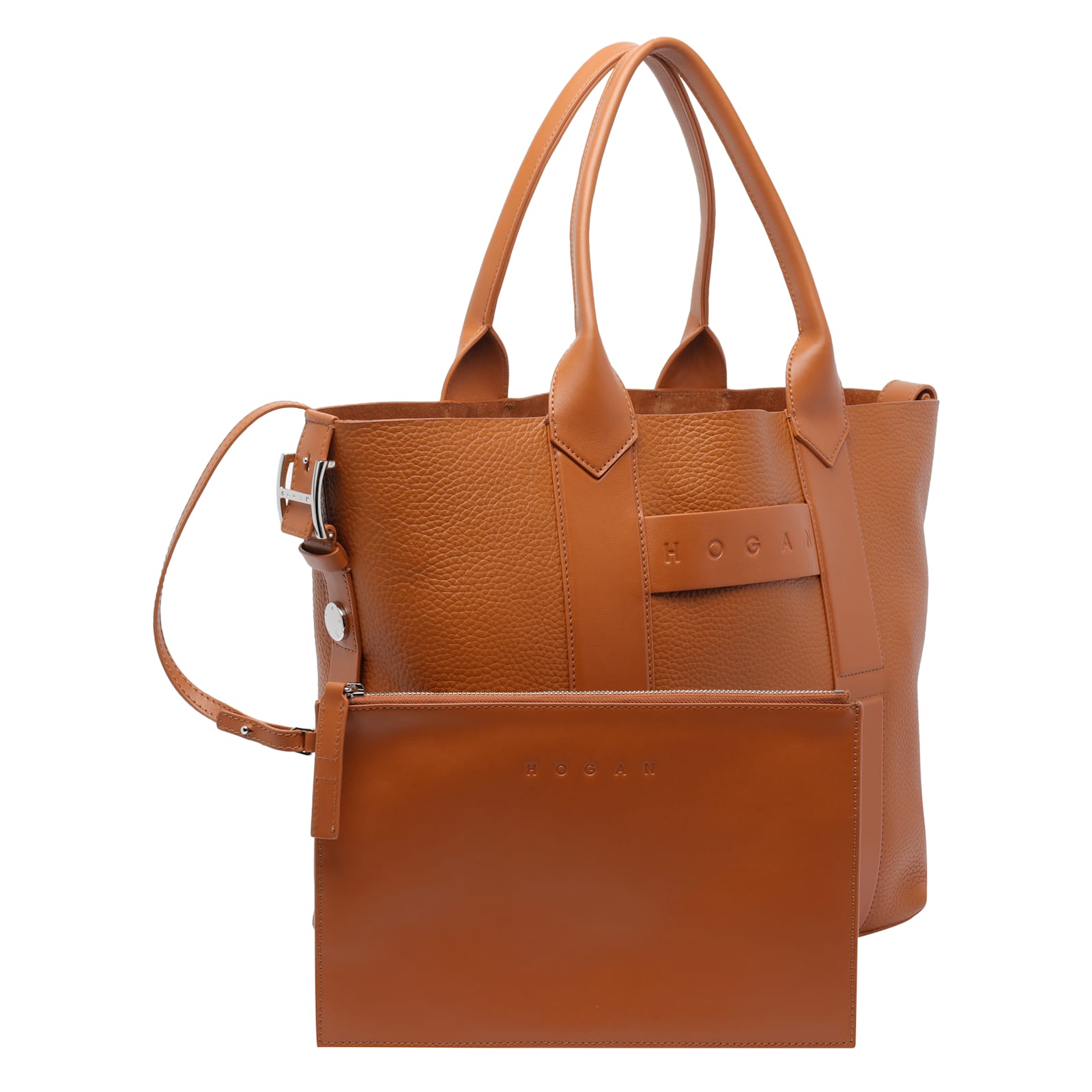 Hogan Medium Script Shopping Bag In Brown