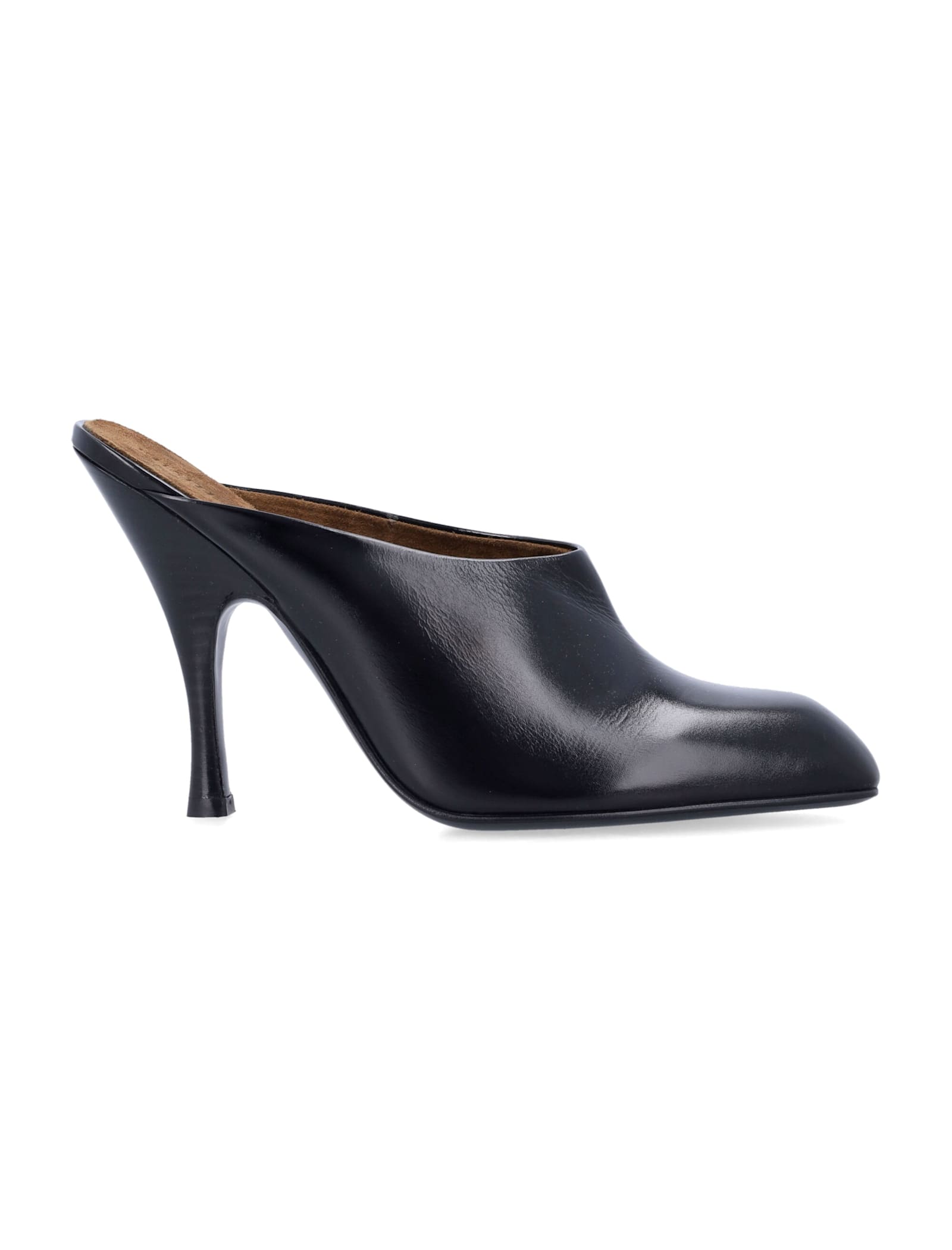 Khaite Black Glazed Leather Colt Mule In Black