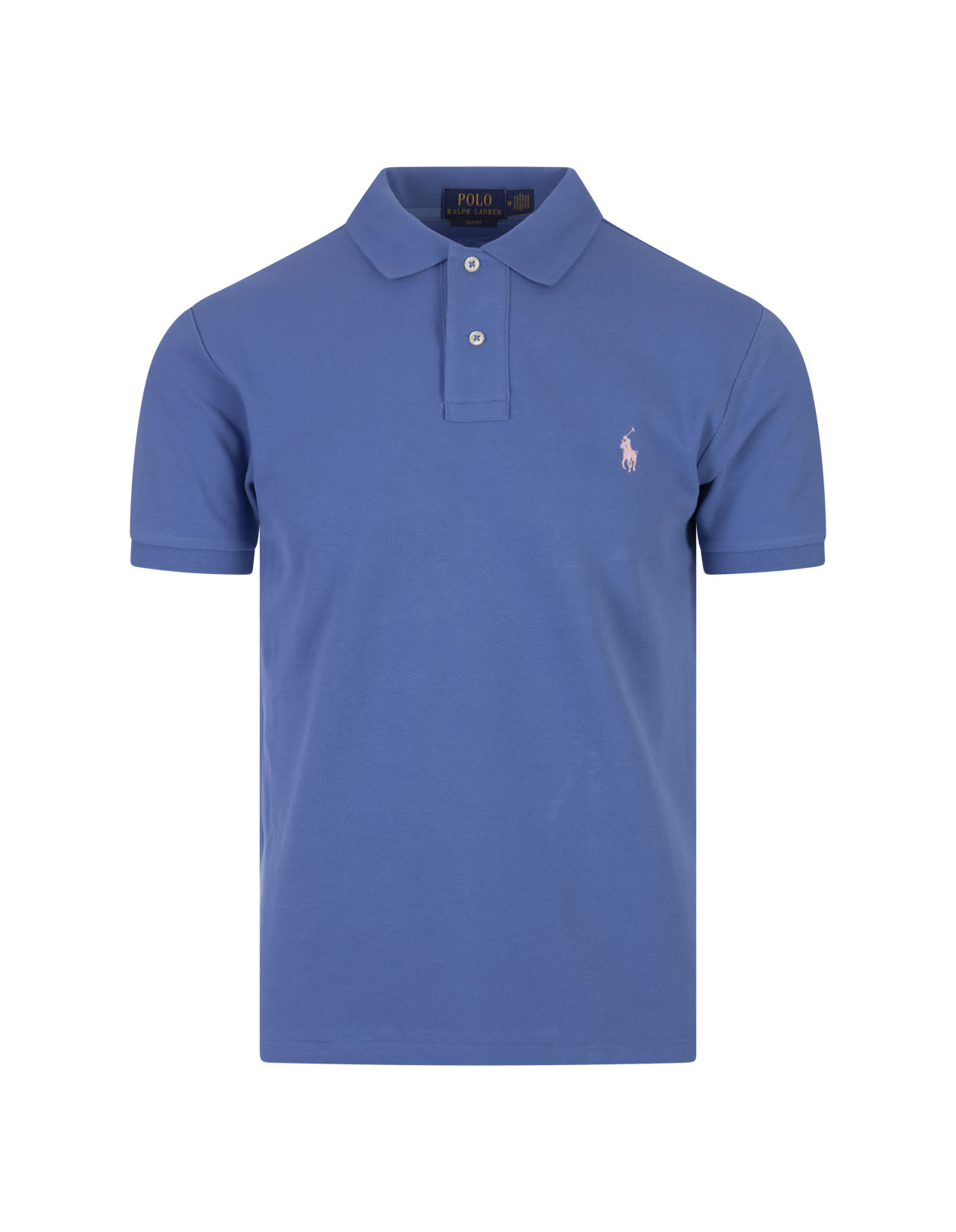 Slim-fit Polo Shirt In New England Blue Piqué