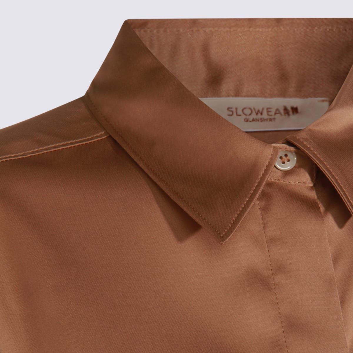 Glanshirt Satin-effect Long-sleeve Shirt In Brown