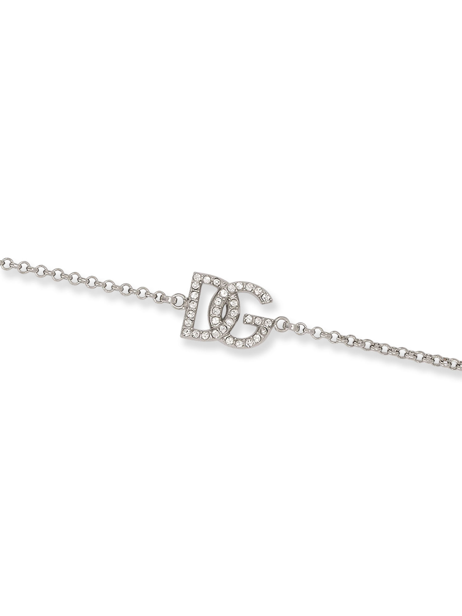 Dolce & Gabbana Crystal Embellished Dg Logo Bracelet In Metallic