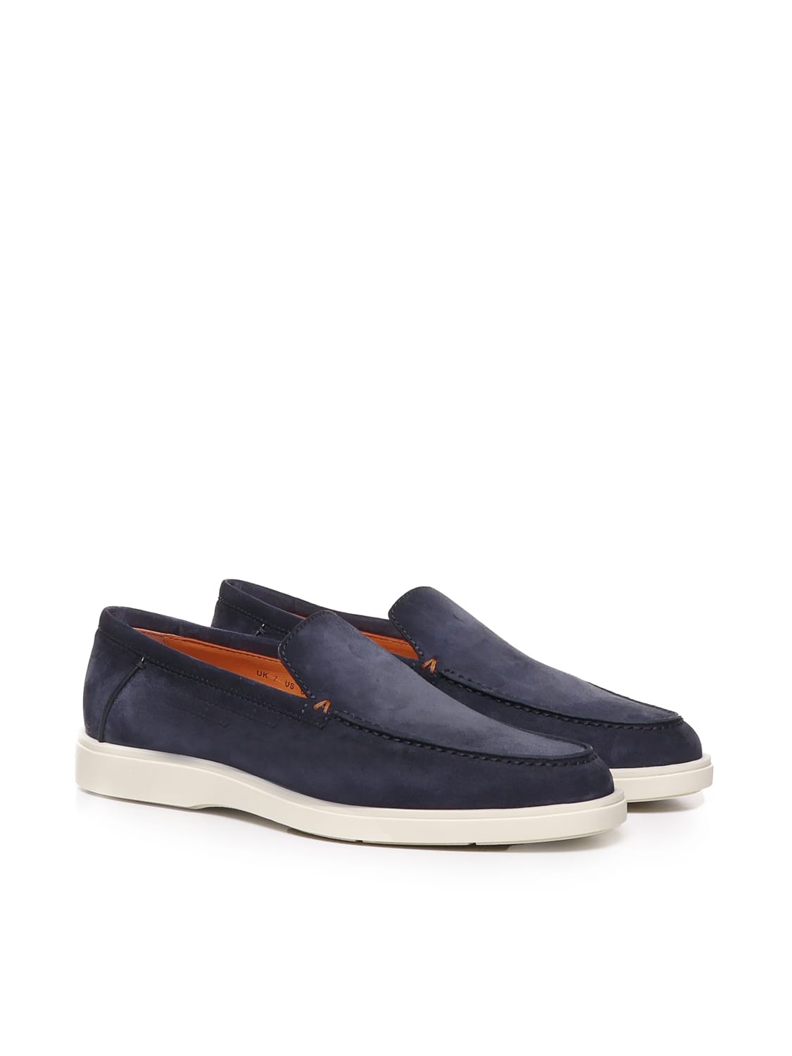 Shop Santoni Loafers In Blue Nabuk