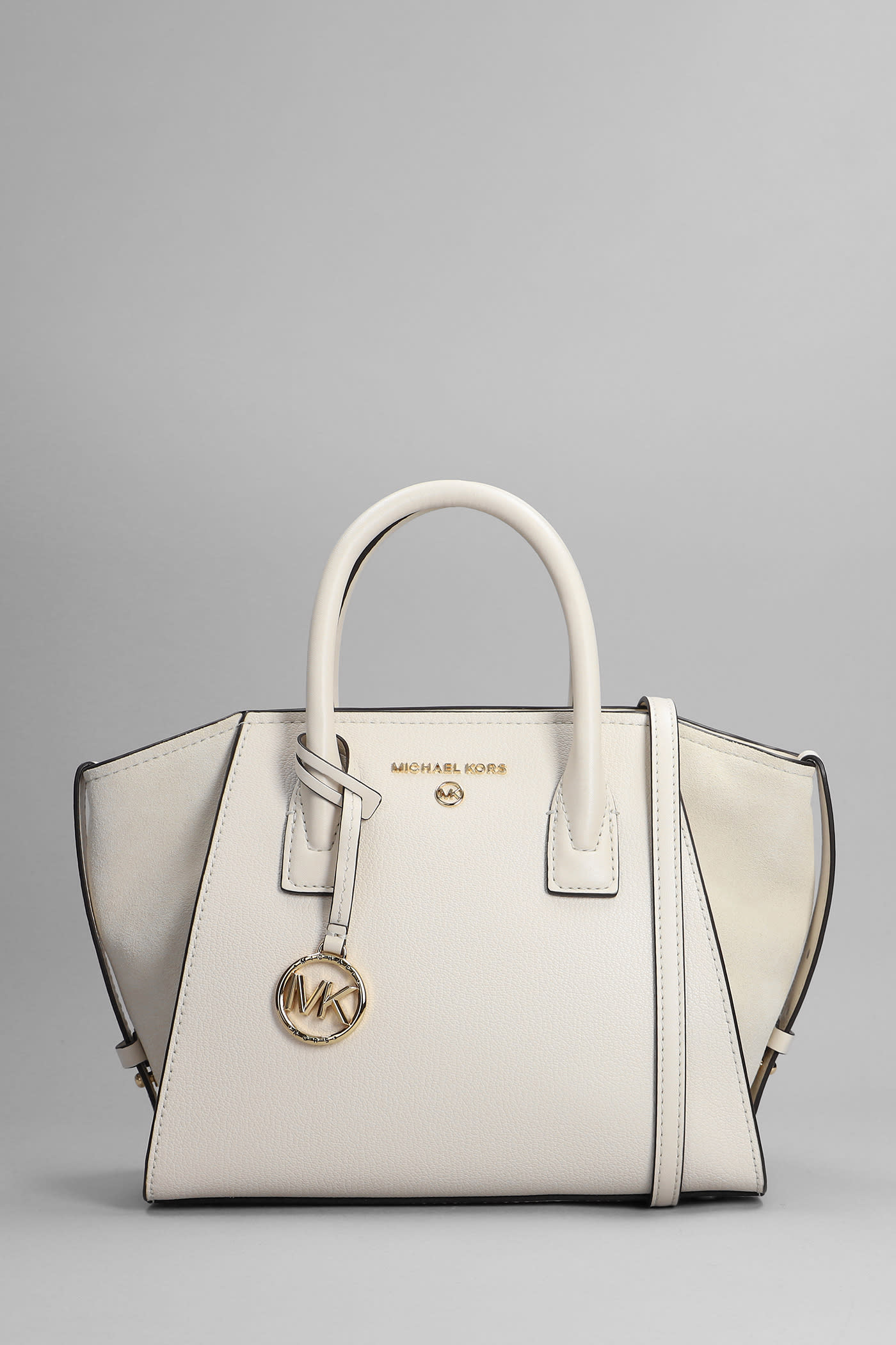 Michael Kors Avril Hand Bag In Beige Leather
