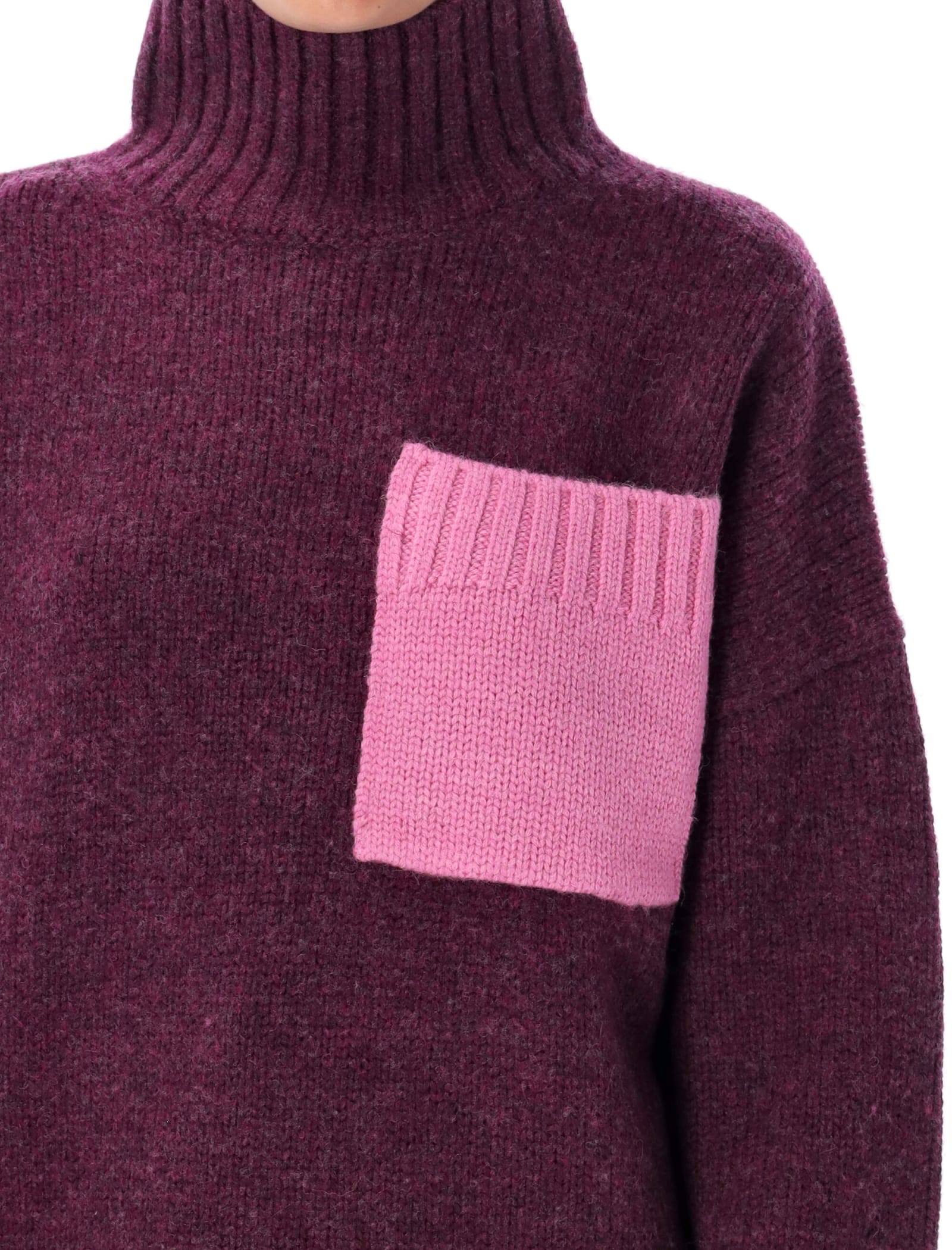 Shop Jw Anderson Patch Pocket High Neck In Plum