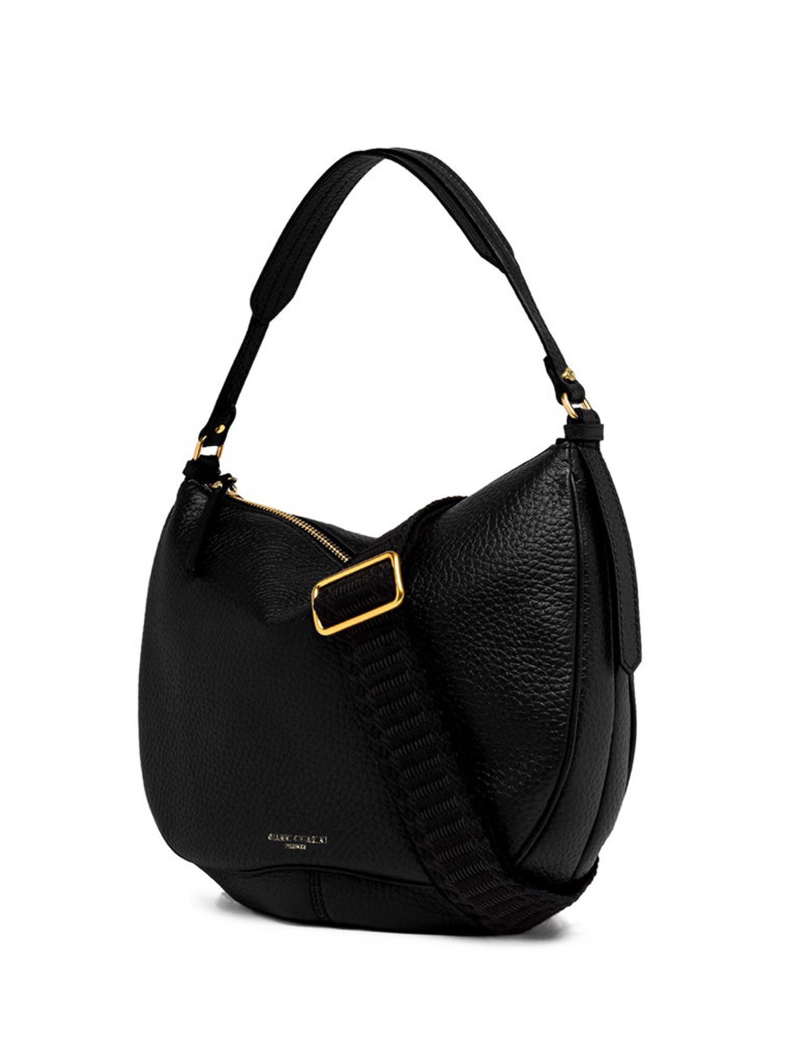 Shop Gianni Chiarini Leather Chiara Shoulder Bag In Nero