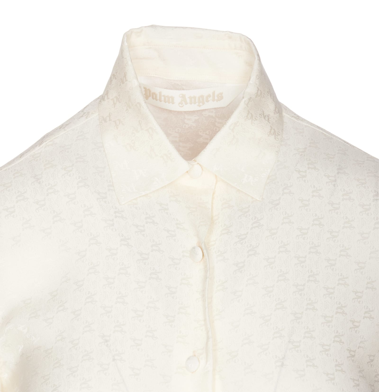 Shop Palm Angels Monogram All Over Logo Shirt In White