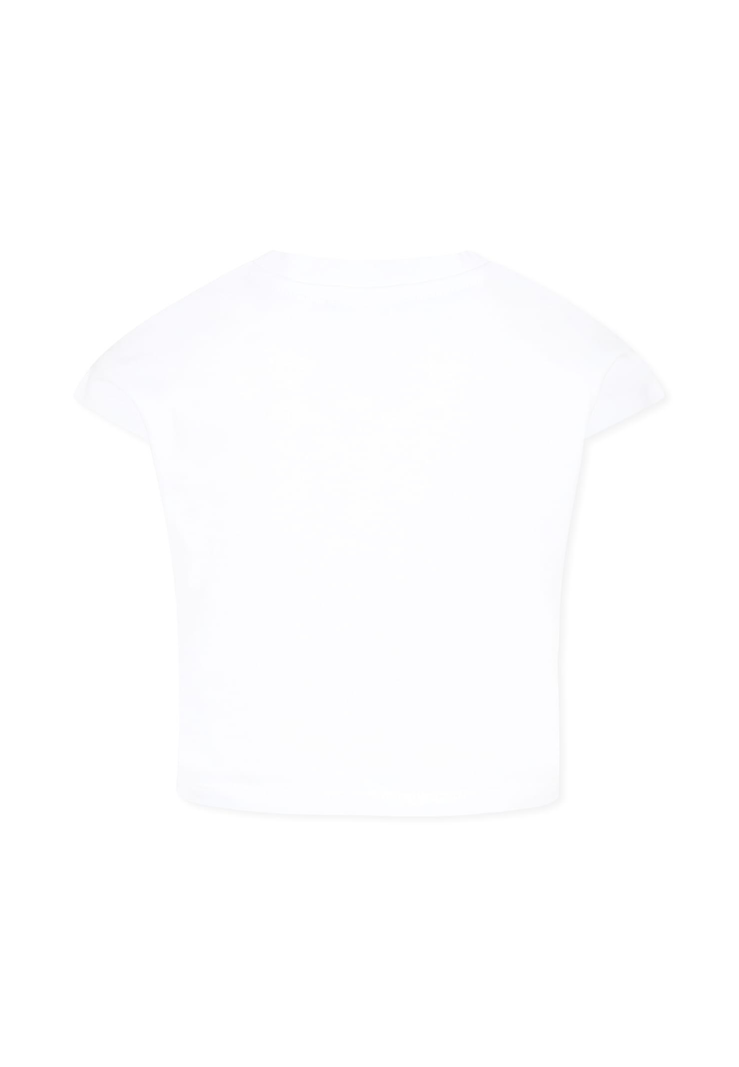 Dkny White Crop T-shirt For Girl With Logo In White