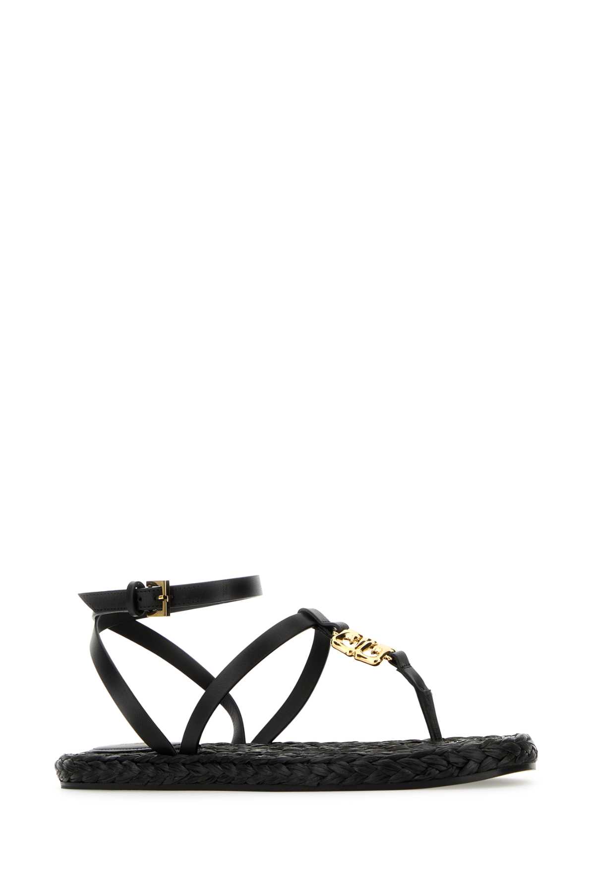 Shop Givenchy Black Leather 4g Liquid Sandals