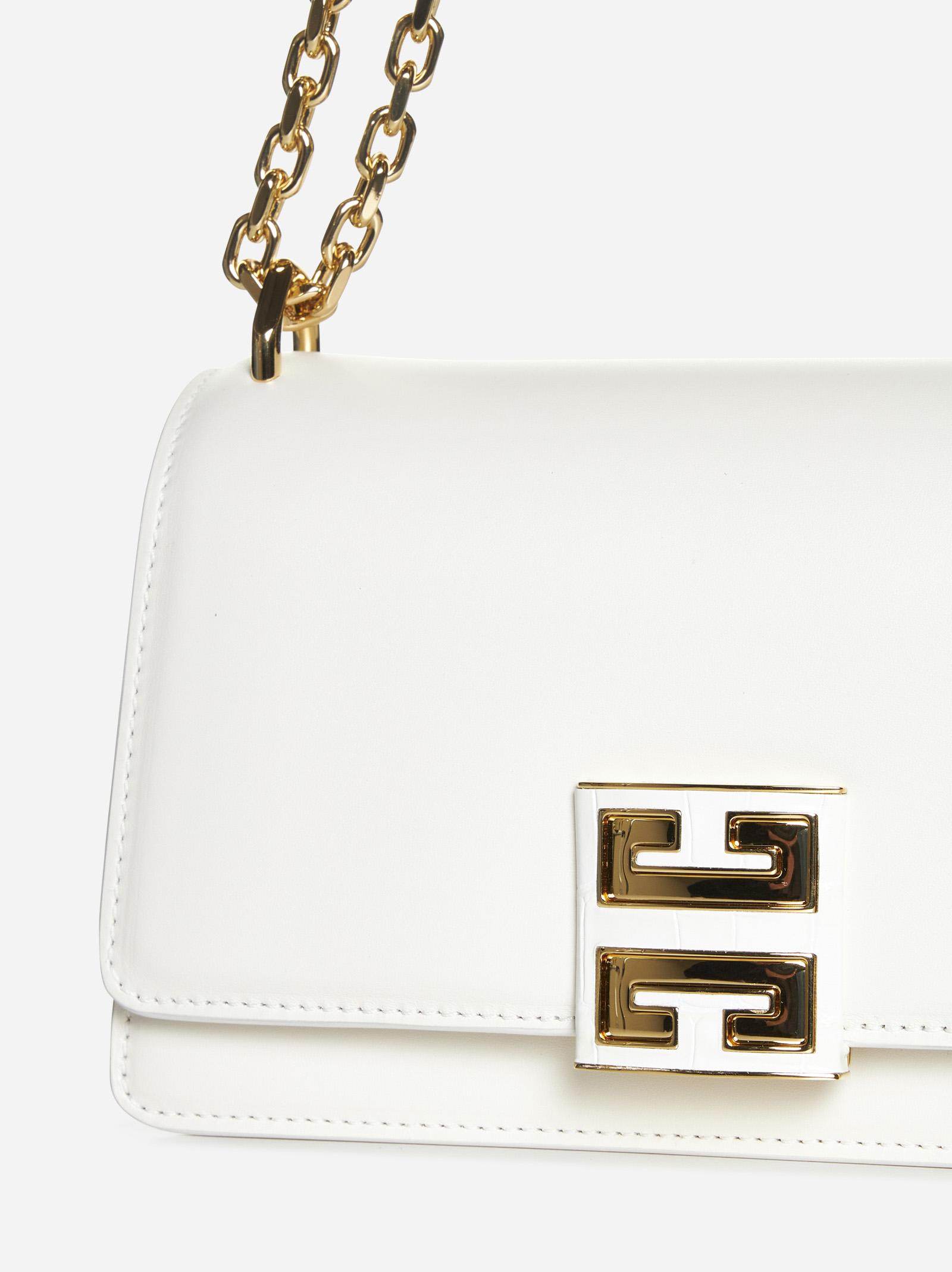 Shop Givenchy 4g Leather Sliding Chain Small Bag In White